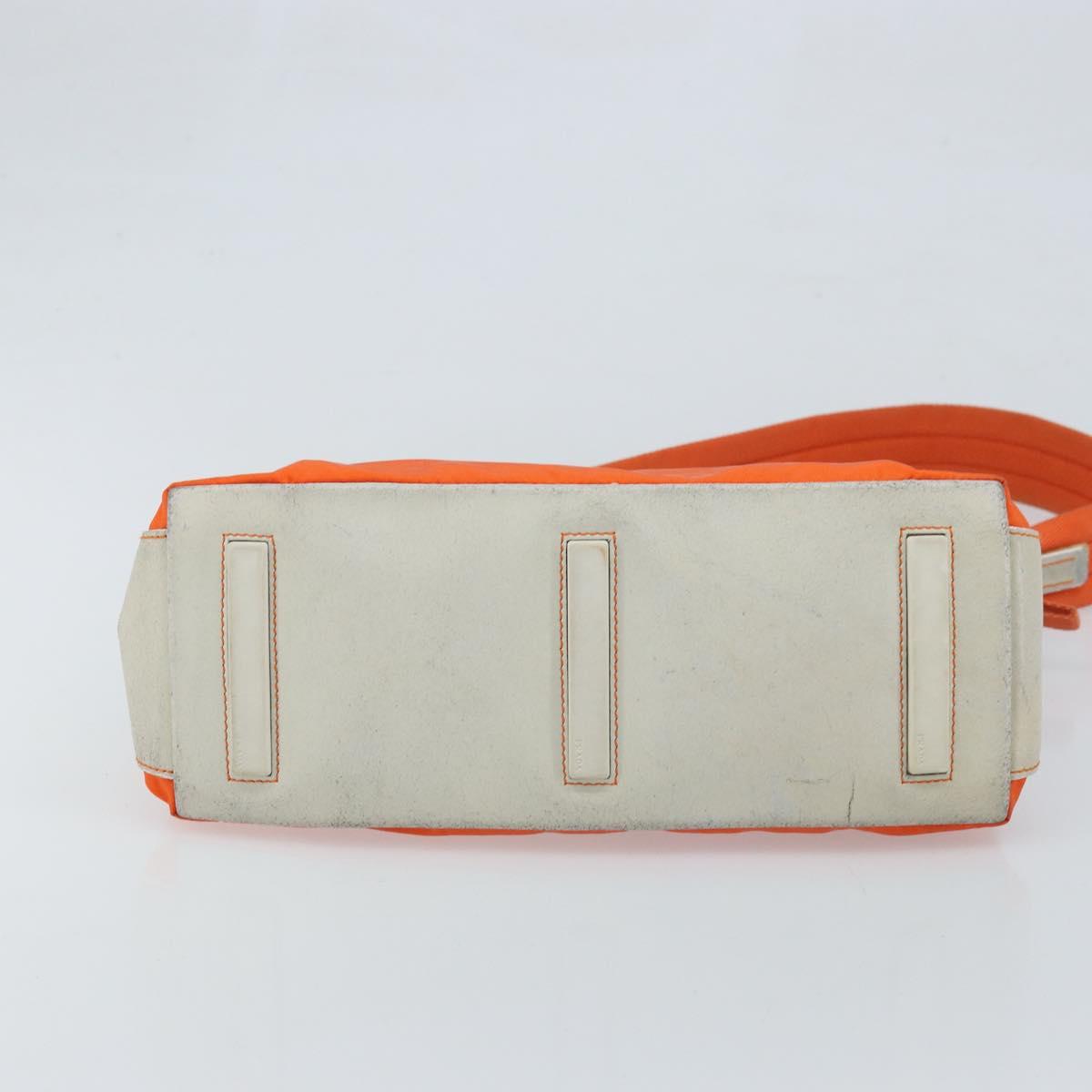 PRADA Shoulder Bag Nylon Orange Silver Auth ARZ293