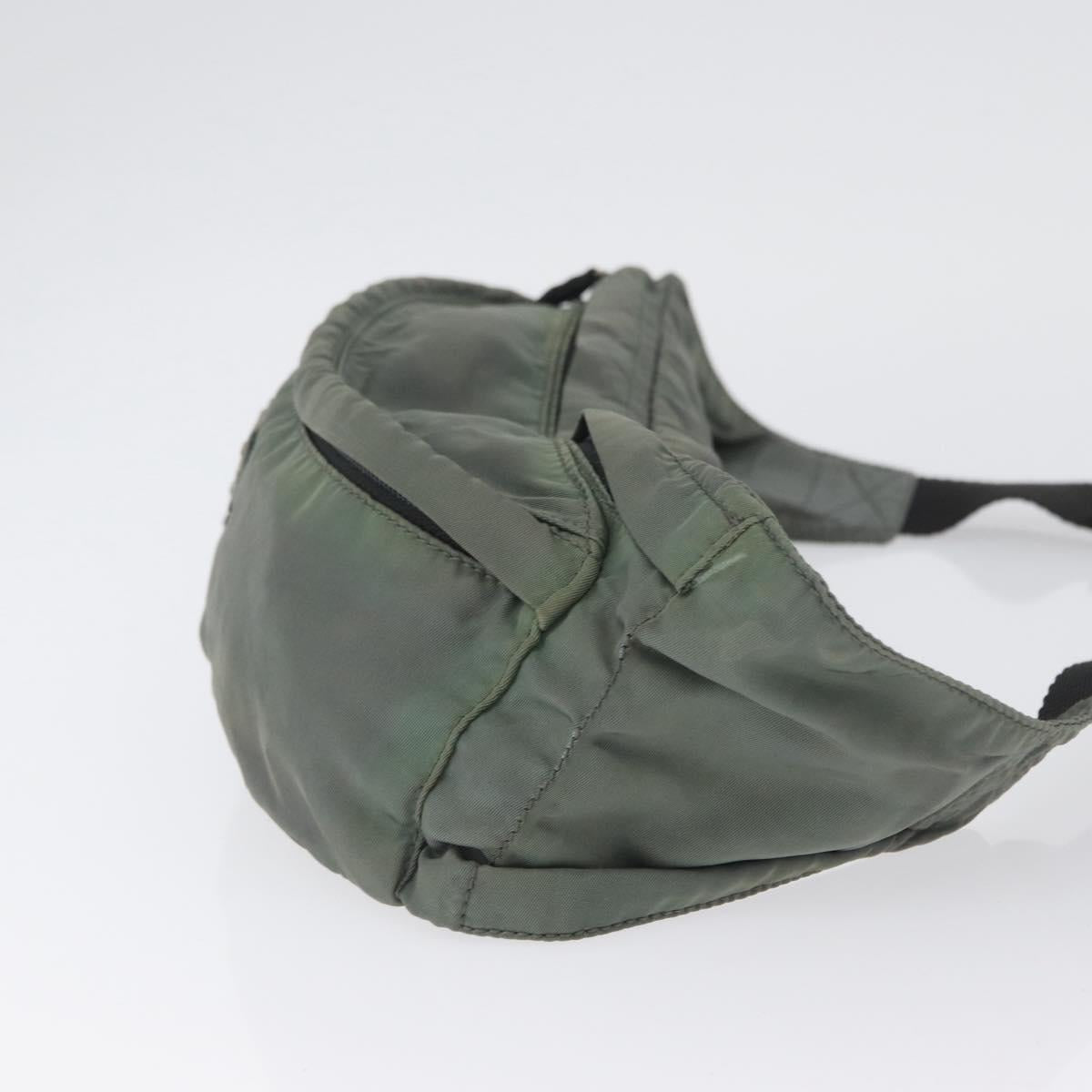 PRADA Body Bag Nylon Green Silver Auth ARZ294