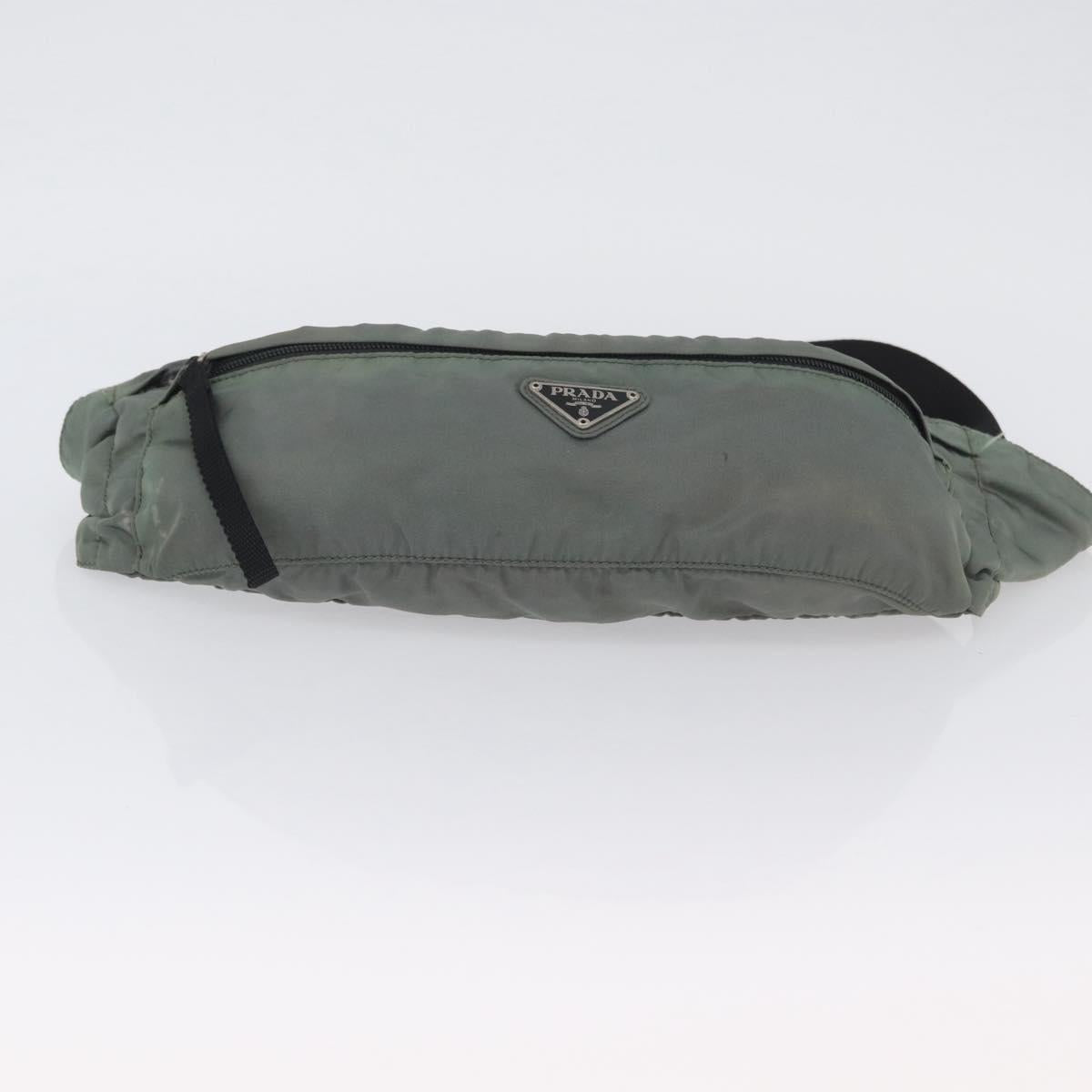 PRADA Body Bag Nylon Green Silver Auth ARZ294
