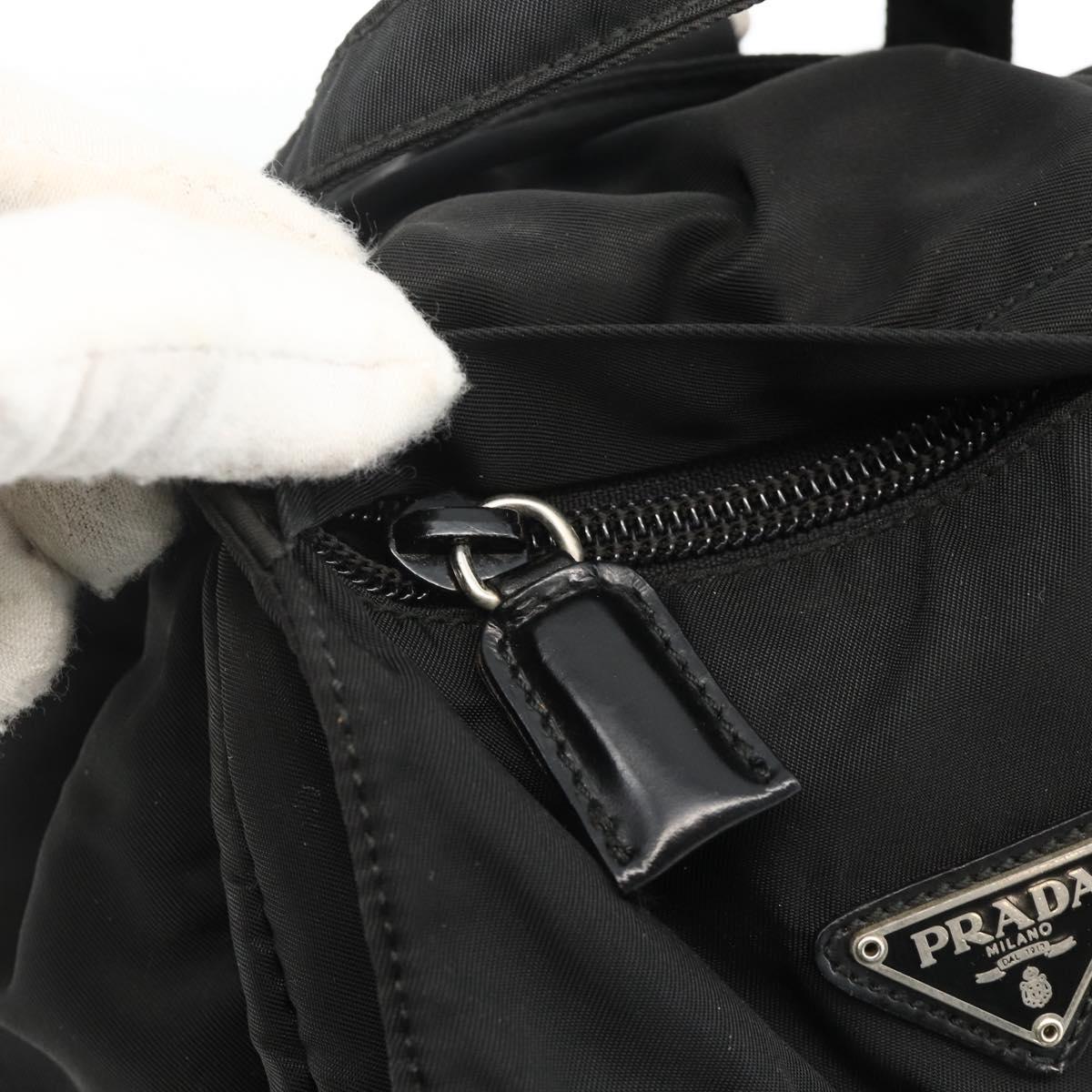 PRADA Backpack Nylon Black Silver Auth ARZ295A