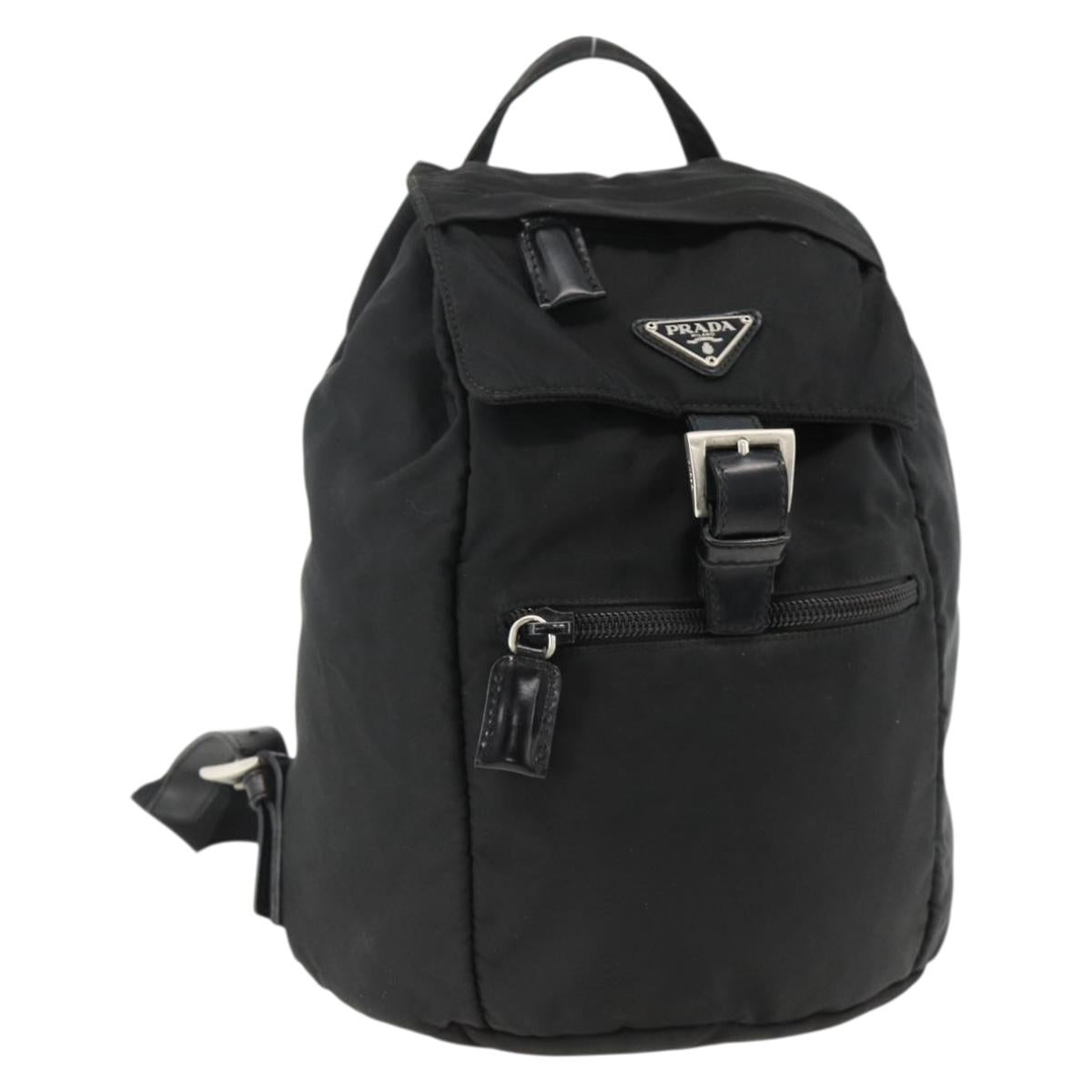 PRADA Backpack Nylon Black Silver Auth ARZ295A