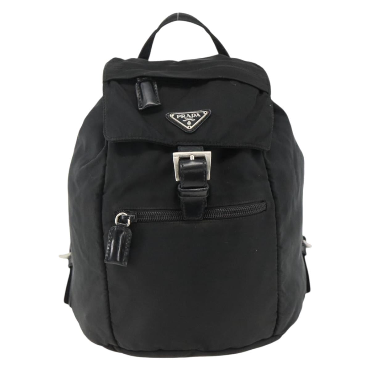 PRADA Backpack Nylon Black Silver Auth ARZ295A