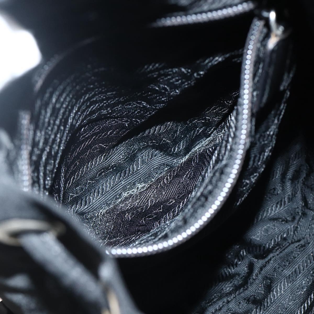 PRADA Backpack Nylon Black Silver Auth ARZ295A