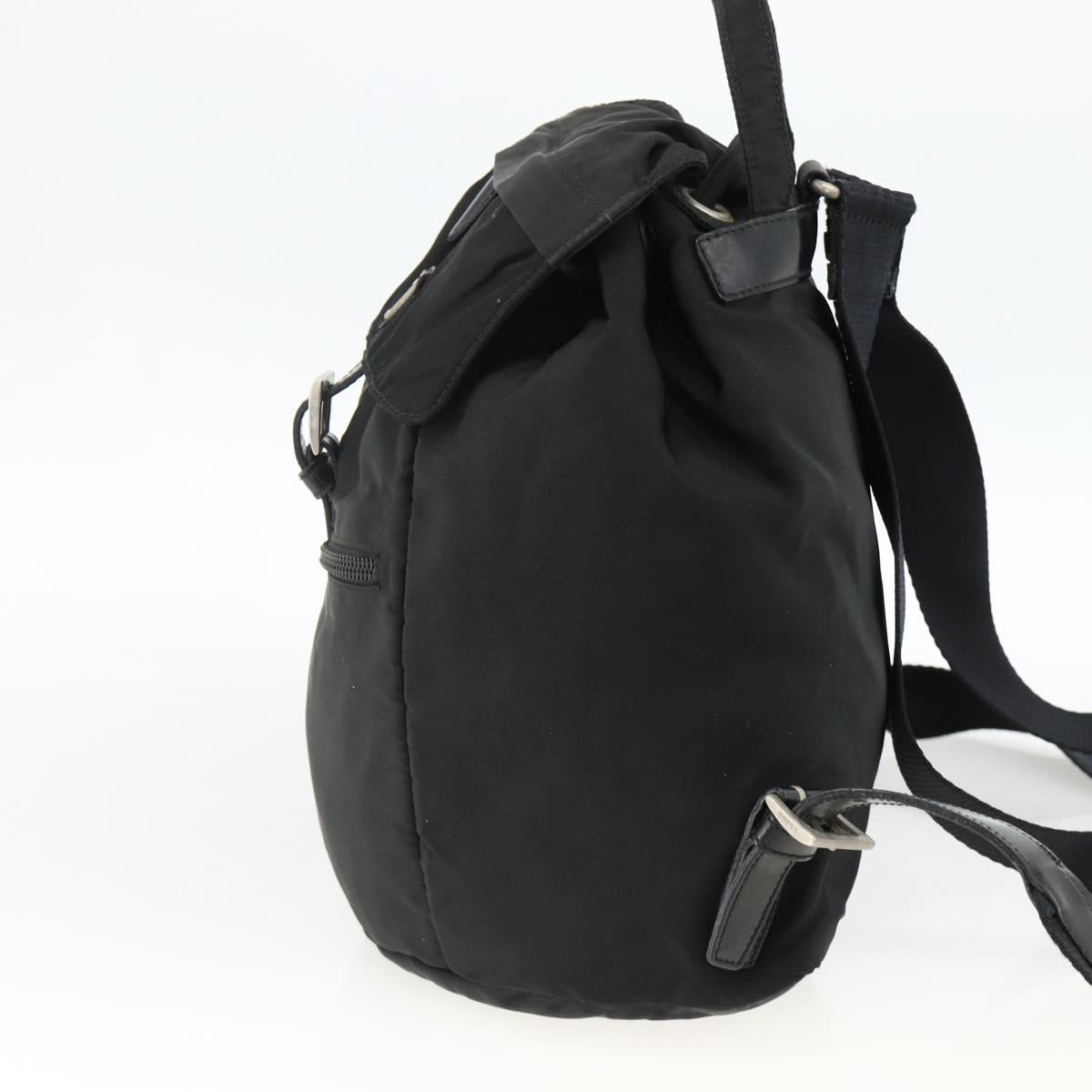 PRADA Backpack Nylon Black Silver Auth ARZ295A