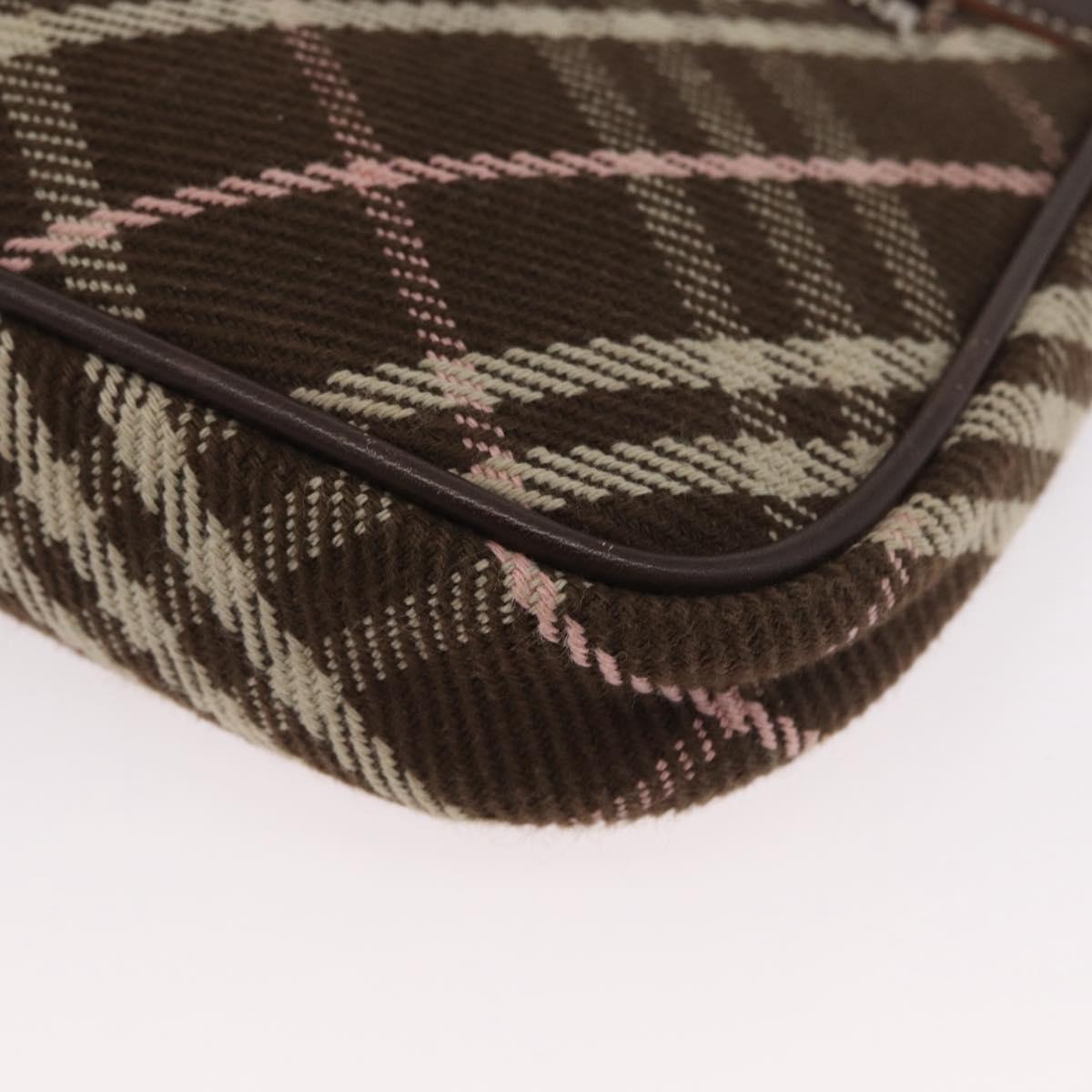 BURBERRY Nova Check Blue Label Shoulder Bag 2way Brown Silver Auth ARZ297A