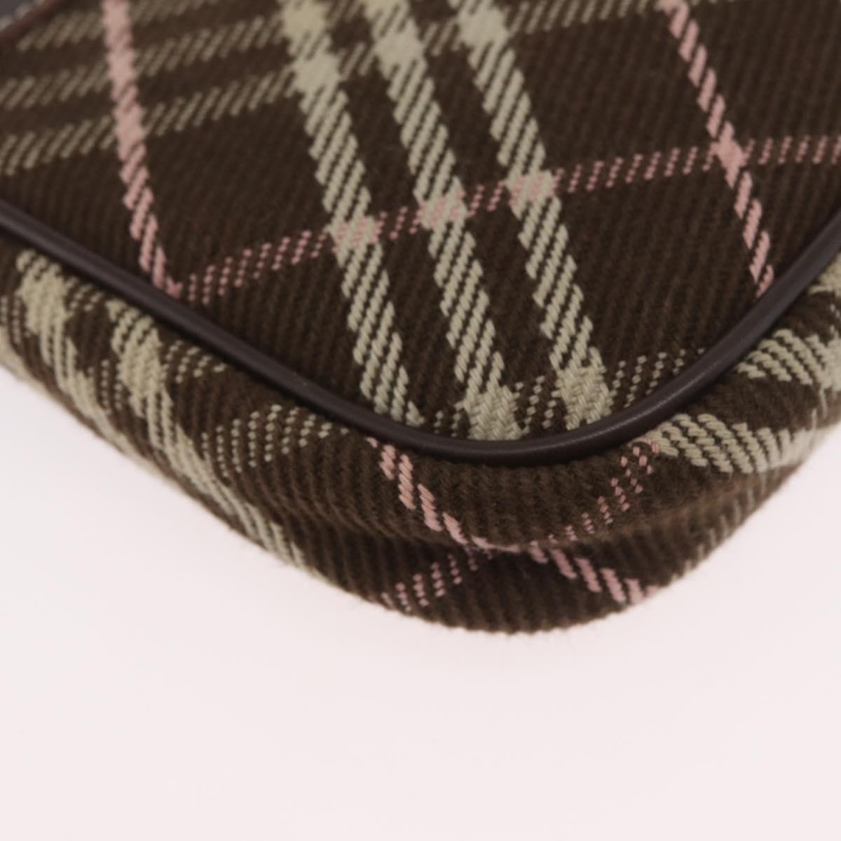 BURBERRY Nova Check Blue Label Shoulder Bag 2way Brown Silver Auth ARZ297A