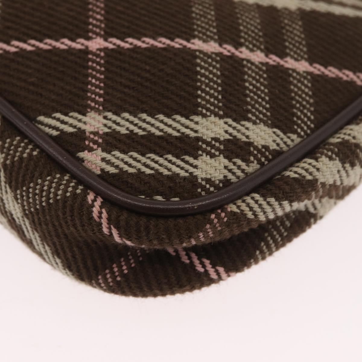 BURBERRY Nova Check Blue Label Shoulder Bag 2way Brown Silver Auth ARZ297A