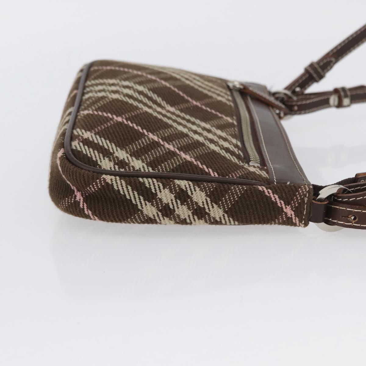 BURBERRY Nova Check Blue Label Shoulder Bag 2way Brown Silver Auth ARZ297A