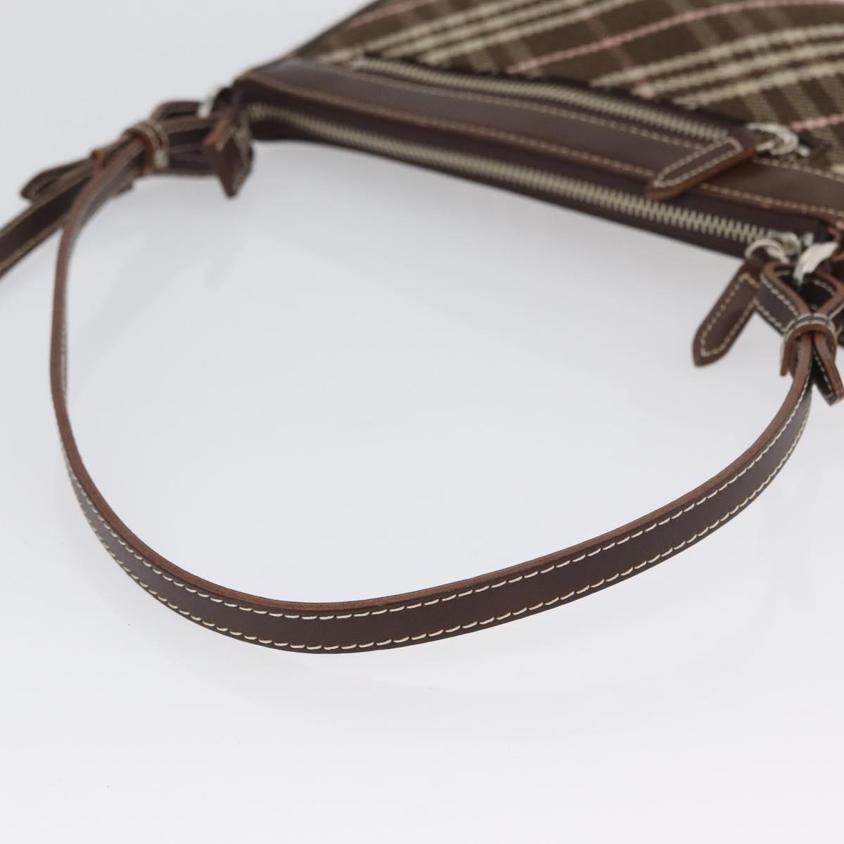 BURBERRY Nova Check Blue Label Shoulder Bag 2way Brown Silver Auth ARZ297A