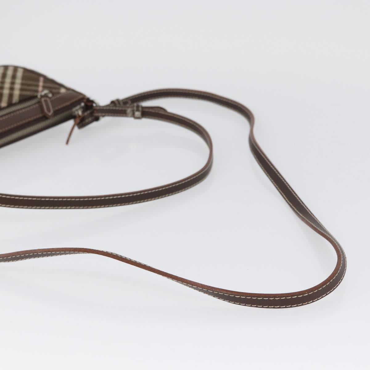 BURBERRY Nova Check Blue Label Shoulder Bag 2way Brown Silver Auth ARZ297A