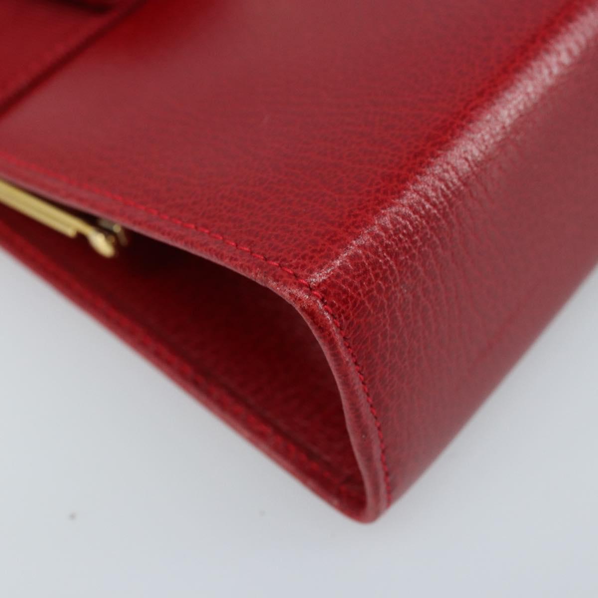 Salvatore Ferragamo Vala Chain Shoulder Bag Leather Red Gold Auth ARZ298