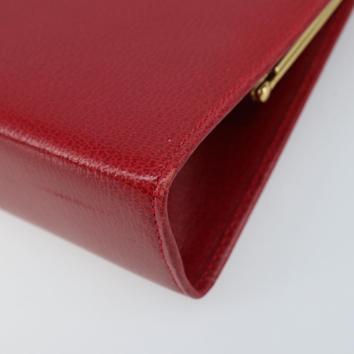 Salvatore Ferragamo Vala Chain Shoulder Bag Leather Red Gold Auth ARZ298