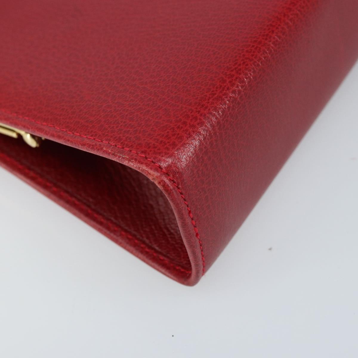 Salvatore Ferragamo Vala Chain Shoulder Bag Leather Red Gold Auth ARZ298