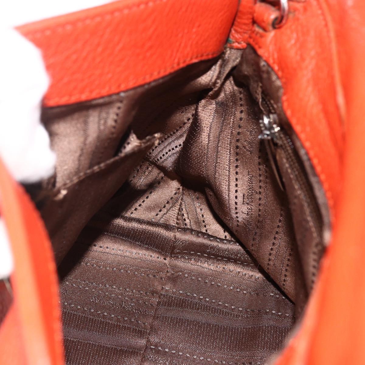 Salvatore Ferragamo Gancini Hand Bag Leather 2way Red Silver Auth ARZ300A