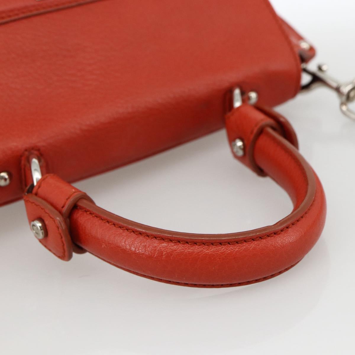 Salvatore Ferragamo Gancini Hand Bag Leather 2way Red Silver Auth ARZ300A