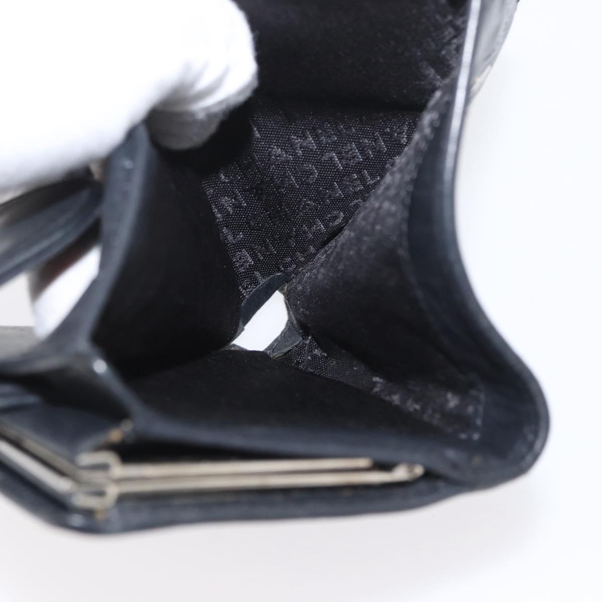 CHANEL Matelasse Cambon Line Wallet Leather Black Silver CC Auth ARZ302
