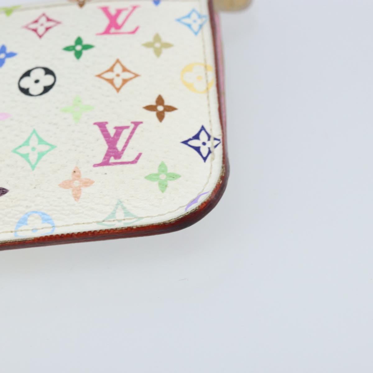 LOUIS VUITTON Multicolor Pochette Cles NM Coin Purse White M93734 LV Auth ARZ305