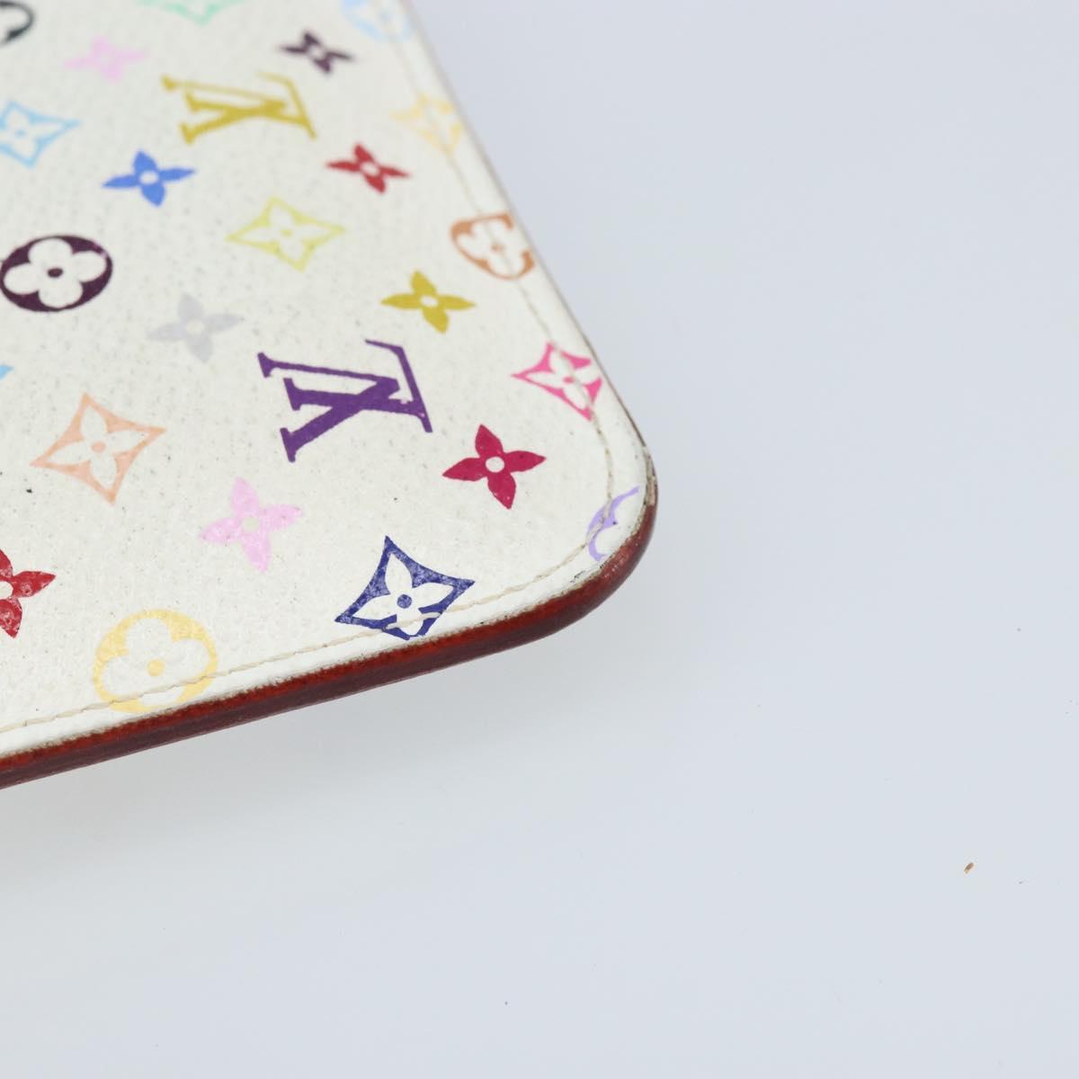 LOUIS VUITTON Multicolor Pochette Cles NM Coin Purse White M93734 LV Auth ARZ305