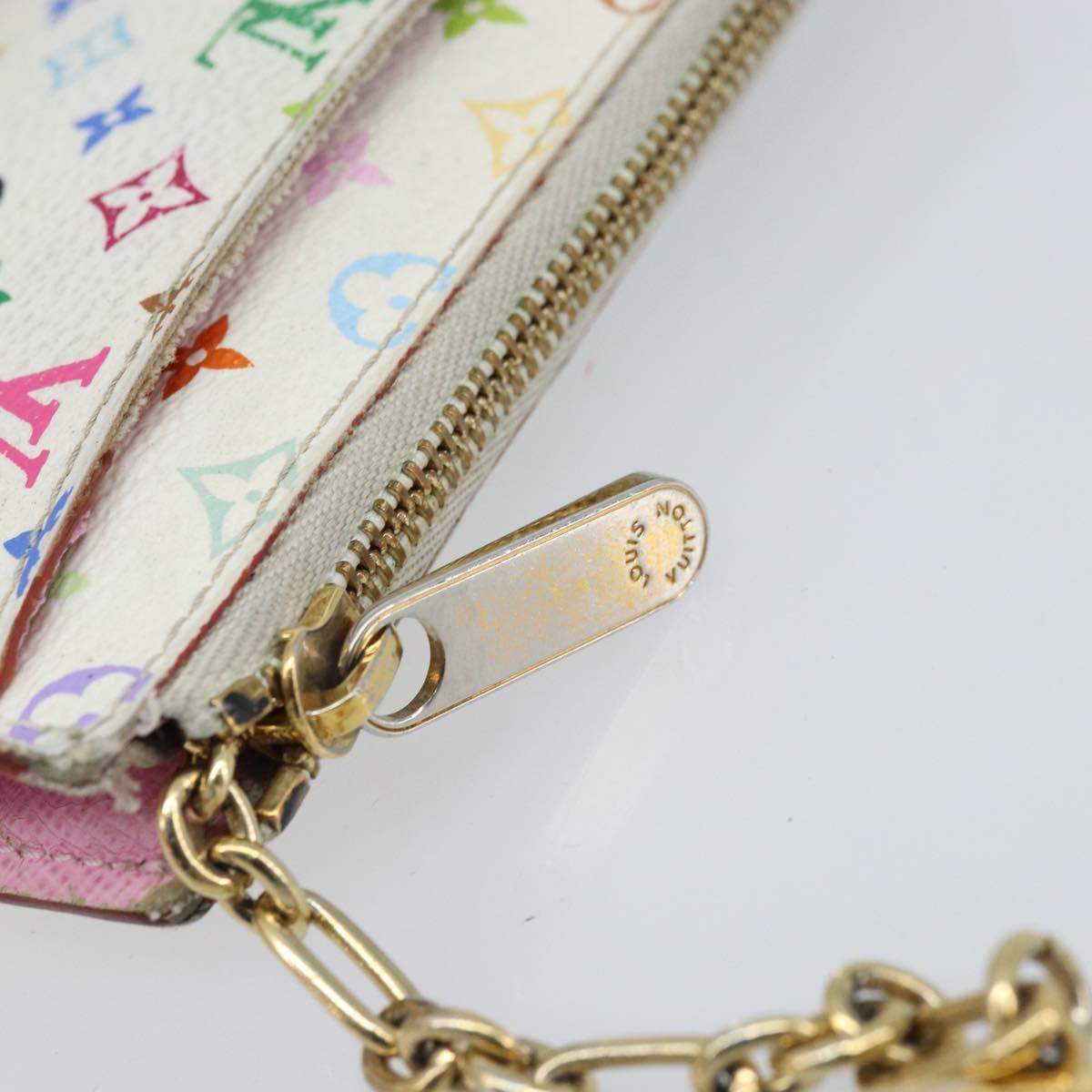 LOUIS VUITTON Multicolor Pochette Cles NM Coin Purse White M93734 LV Auth ARZ305