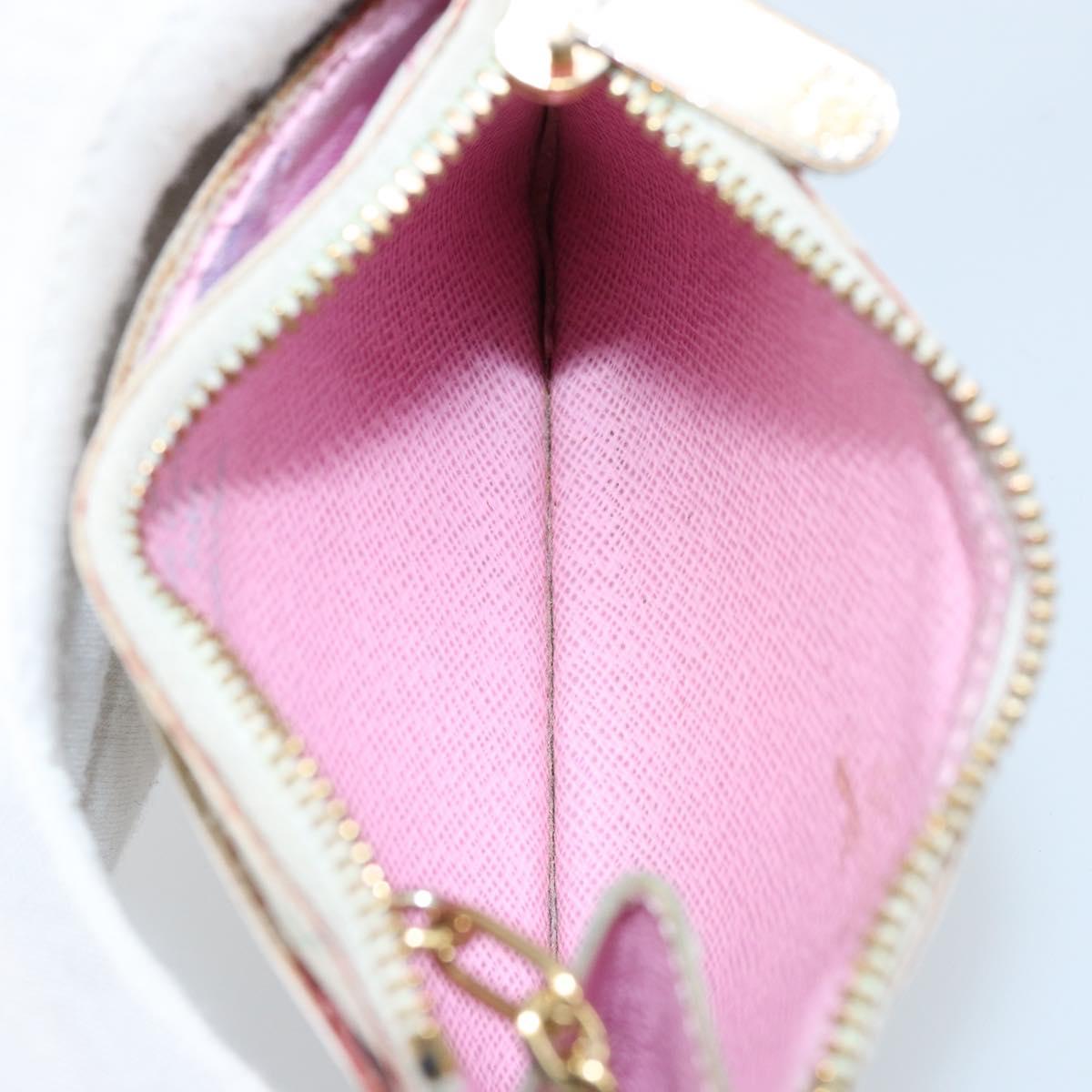 LOUIS VUITTON Multicolor Pochette Cles NM Coin Purse White M93734 LV Auth ARZ305