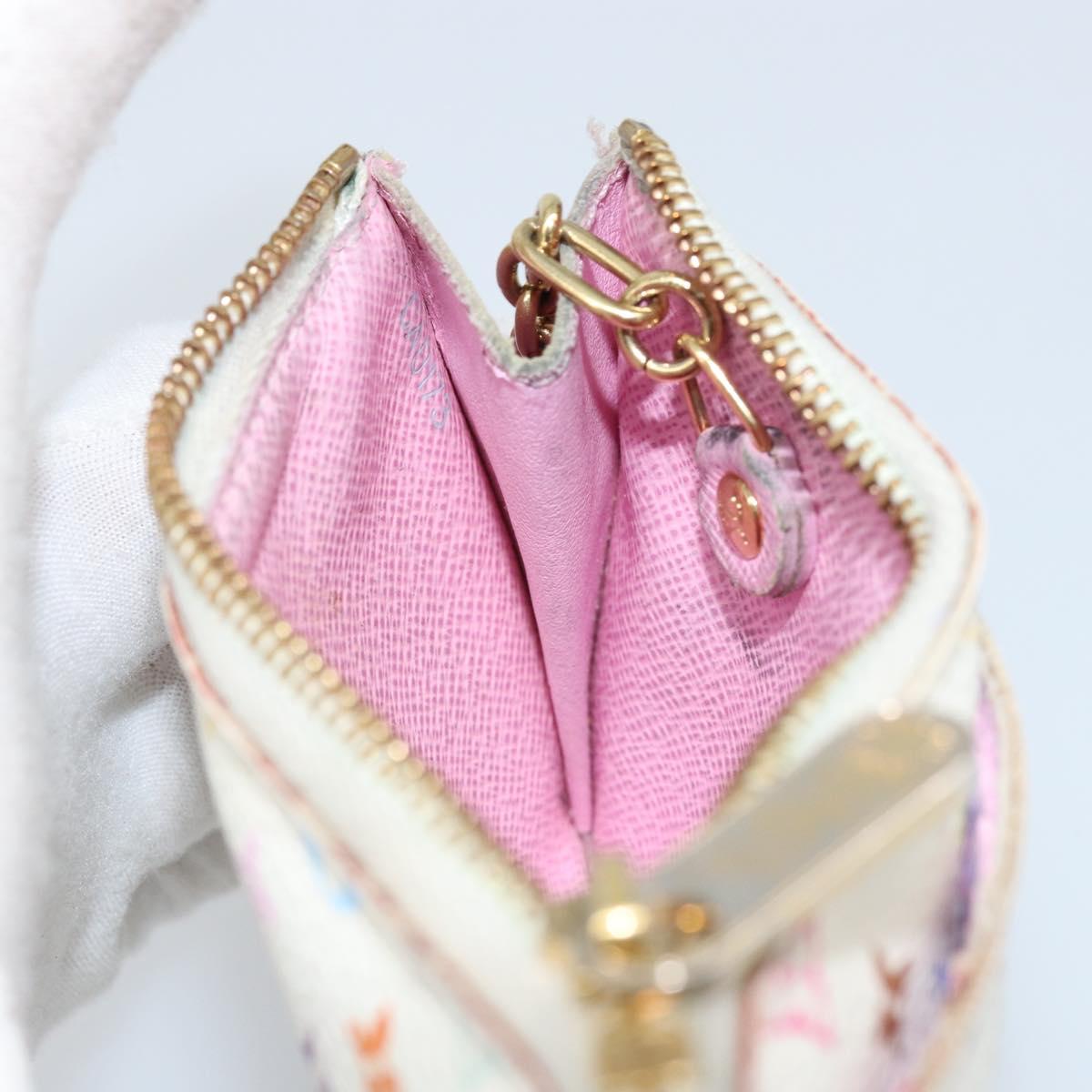 LOUIS VUITTON Multicolor Pochette Cles NM Coin Purse White M93734 LV Auth ARZ305
