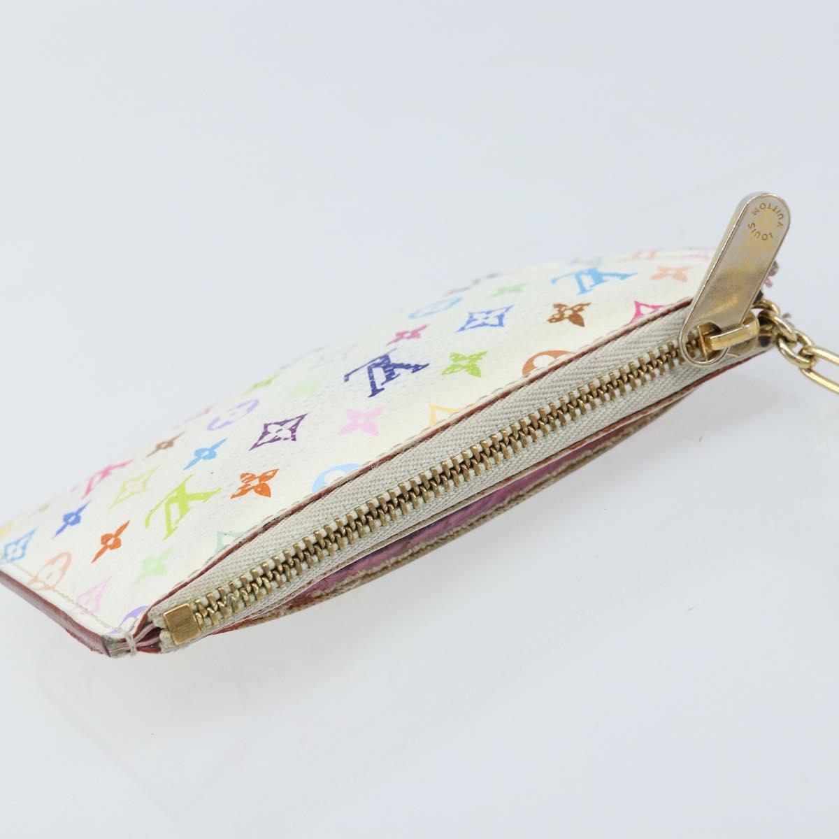 LOUIS VUITTON Multicolor Pochette Cles NM Coin Purse White M93734 LV Auth ARZ305