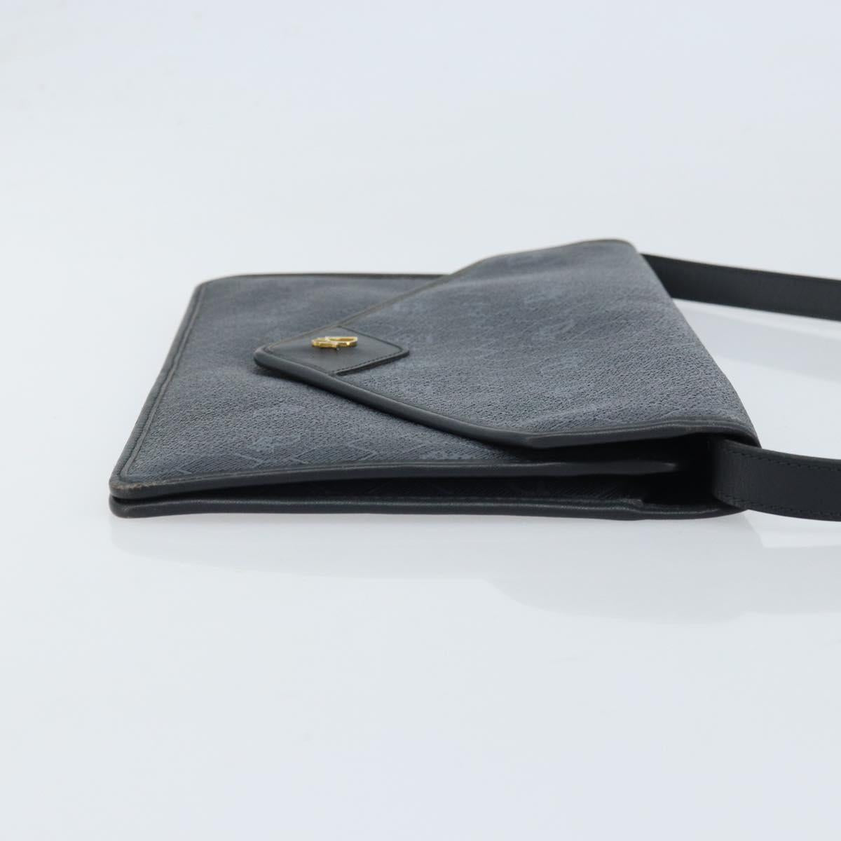 Christian Dior Honeycomb Canvas Shoulder Bag PVC Black Gold Auth ARZ307