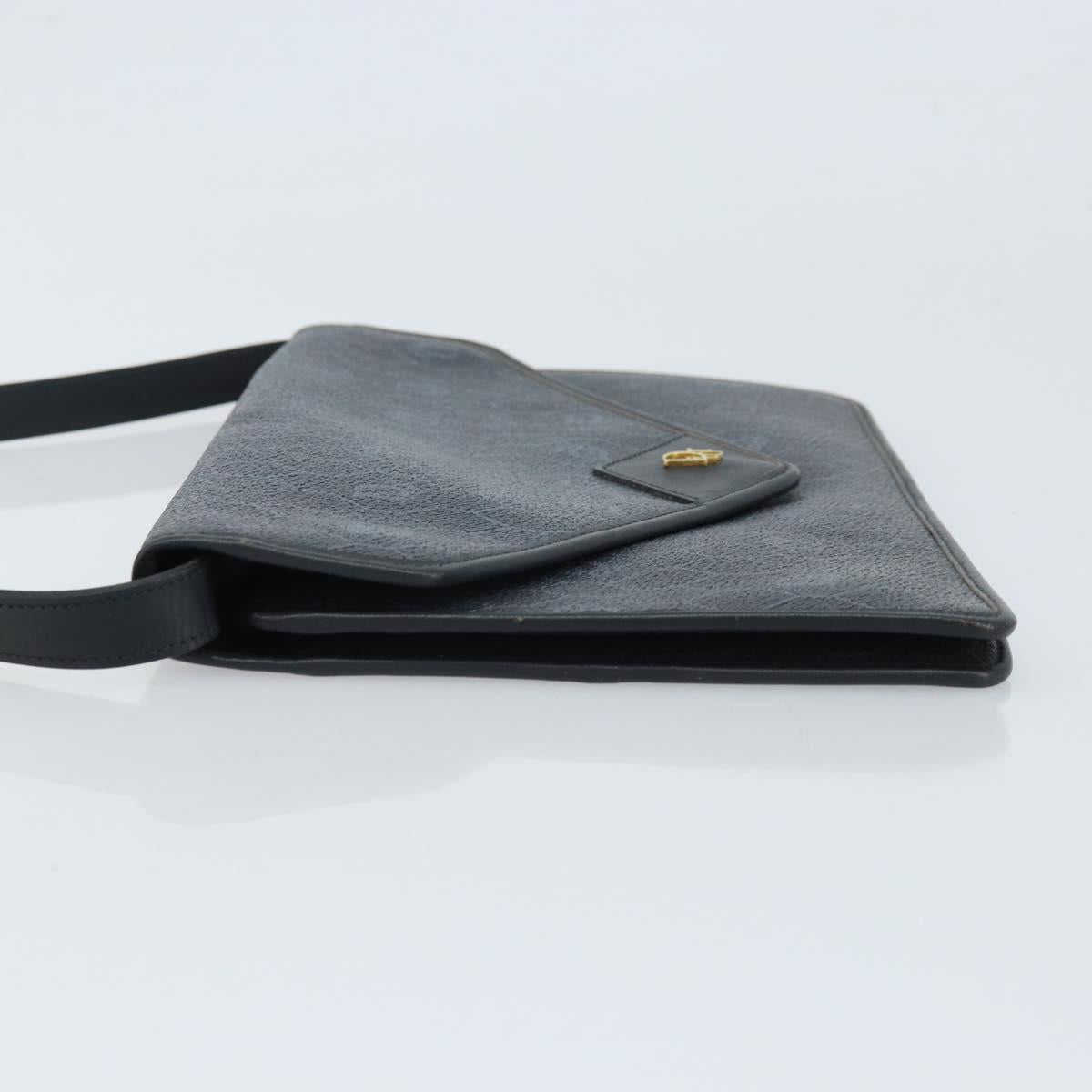 Christian Dior Honeycomb Canvas Shoulder Bag PVC Black Gold Auth ARZ307