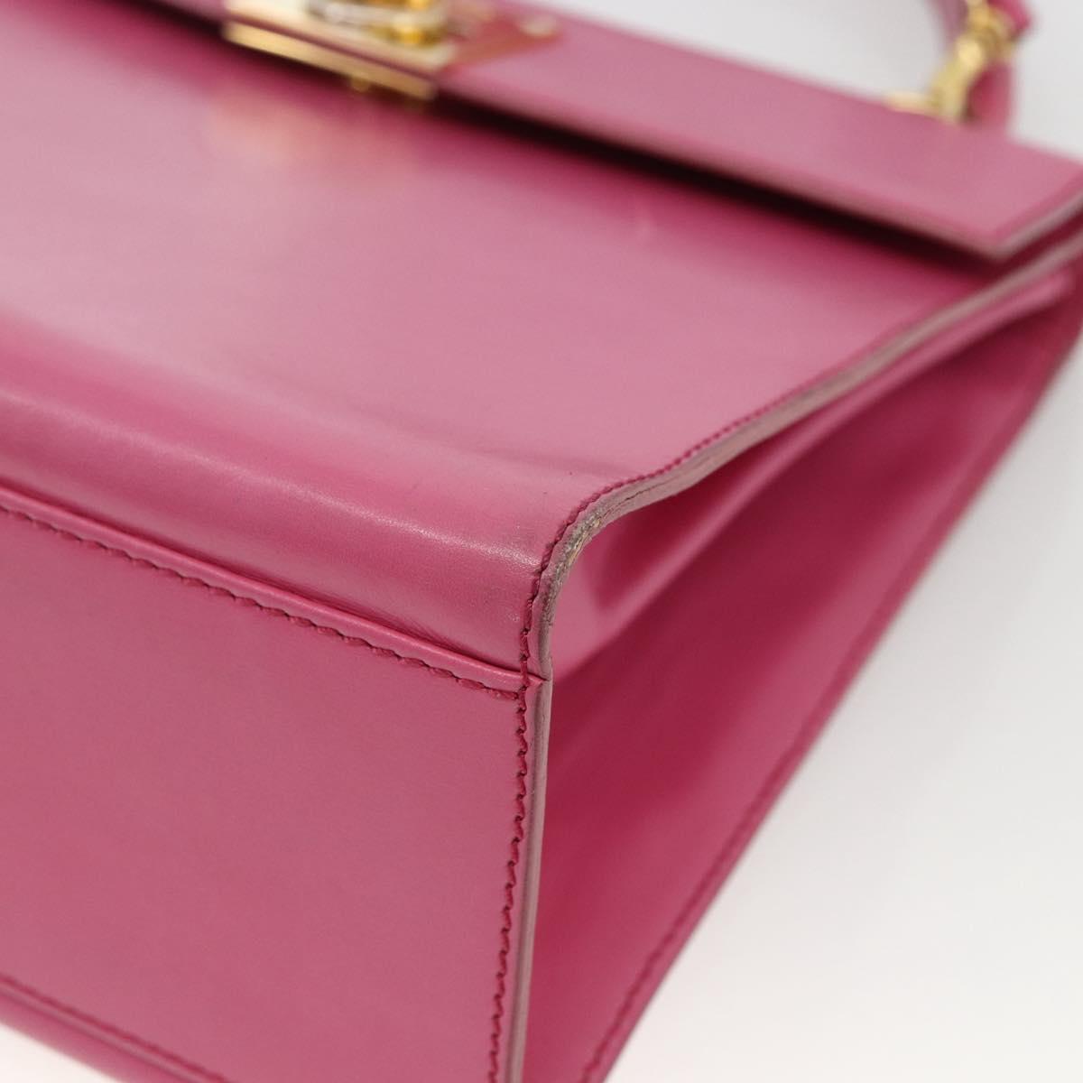 CELINE Hand Bag Leather 2way Pink Gold Auth ARZ310V