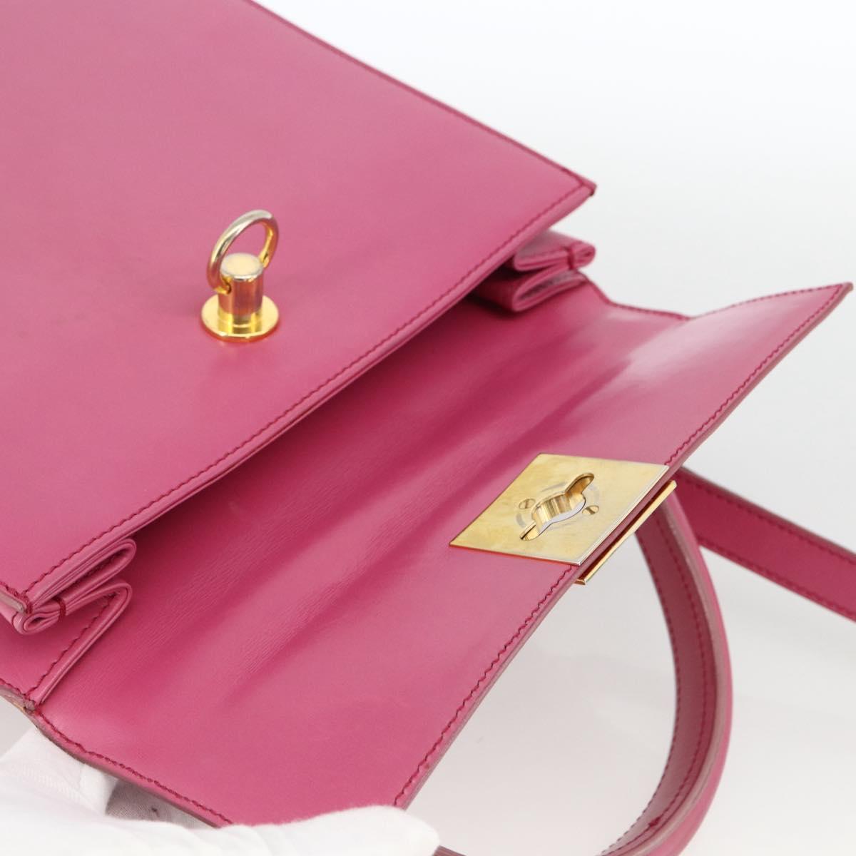 CELINE Hand Bag Leather 2way Pink Gold Auth ARZ310V