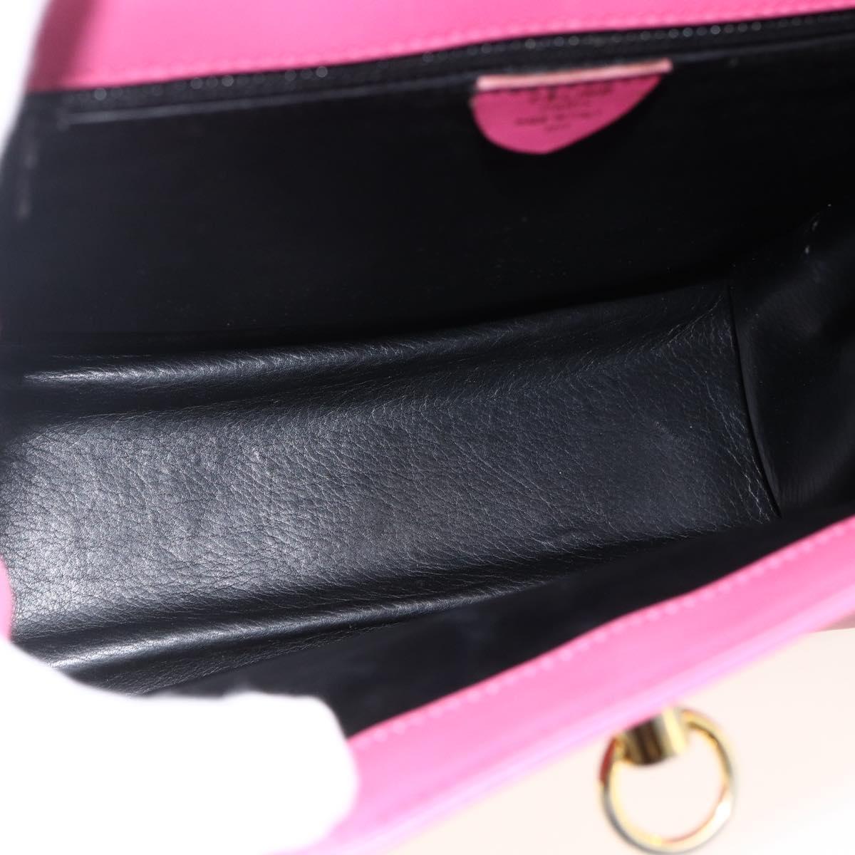 CELINE Hand Bag Leather 2way Pink Gold Auth ARZ310V