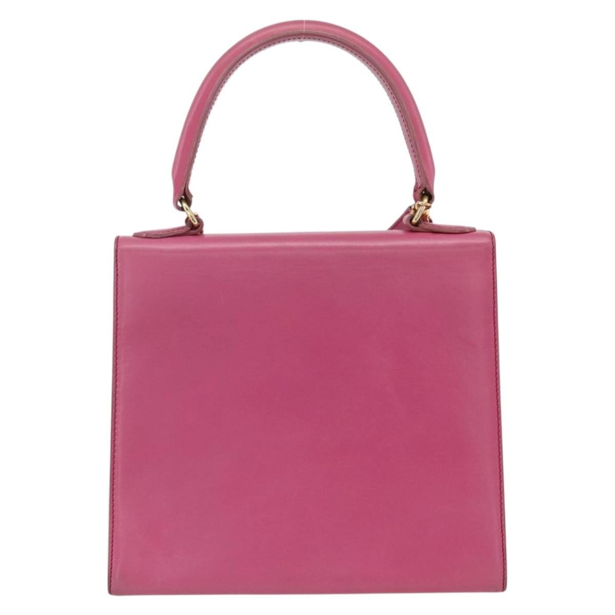 CELINE Hand Bag Leather 2way Pink Gold Auth ARZ310V