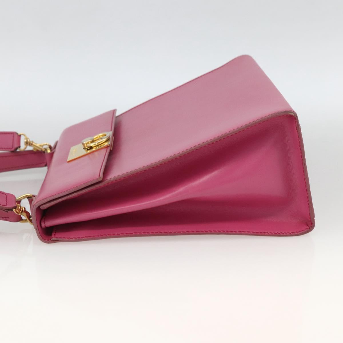 CELINE Hand Bag Leather 2way Pink Gold Auth ARZ310V