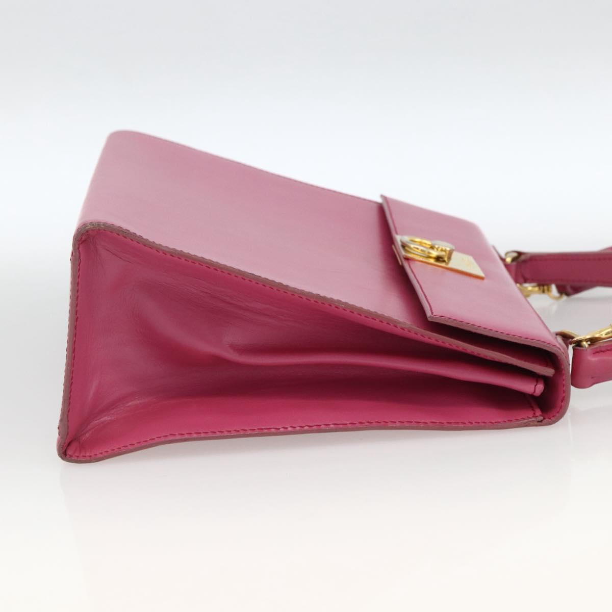 CELINE Hand Bag Leather 2way Pink Gold Auth ARZ310V