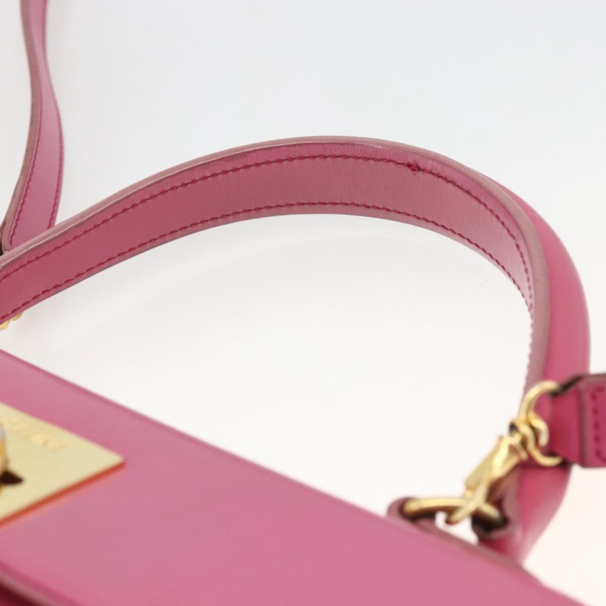 CELINE Hand Bag Leather 2way Pink Gold Auth ARZ310V