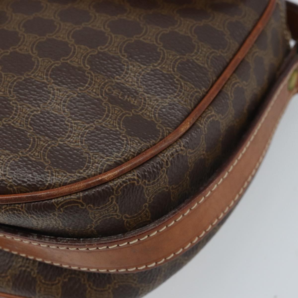 CELINE Macadam Canvas Shoulder Bag PVC Leather Brown Gold Auth ARZ311