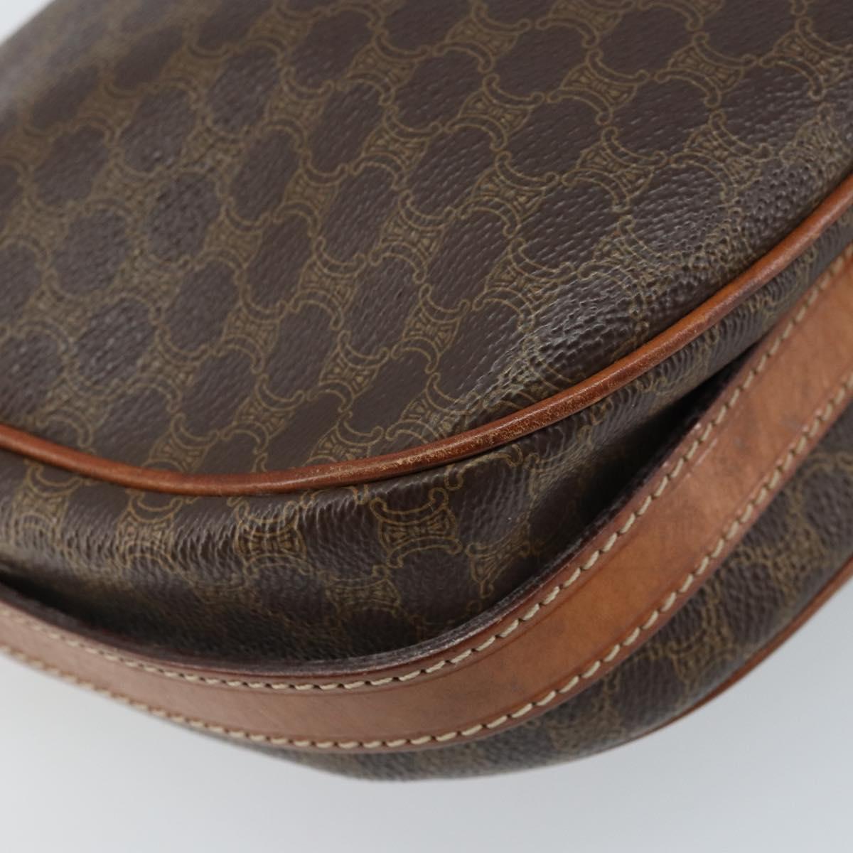 CELINE Macadam Canvas Shoulder Bag PVC Leather Brown Gold Auth ARZ311