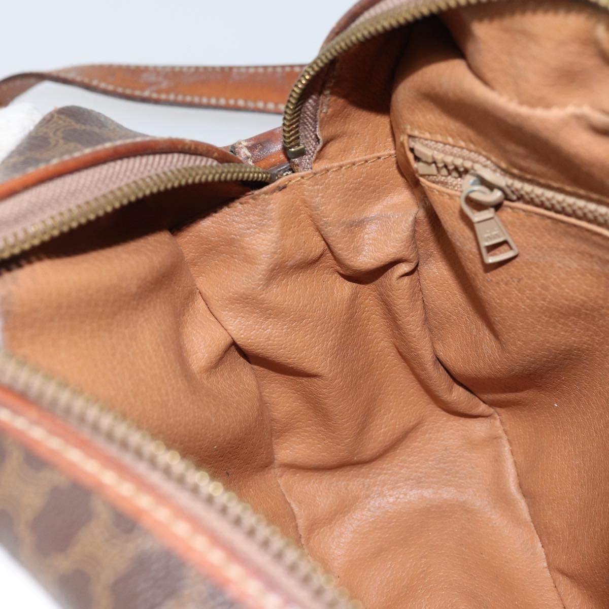 CELINE Macadam Canvas Shoulder Bag PVC Leather Brown Gold Auth ARZ311