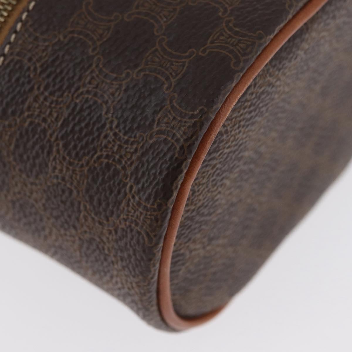 CELINE Macadam Canvas Mini Vanity Hand Bag PVC Leather Brown Gold Auth ARZ312A