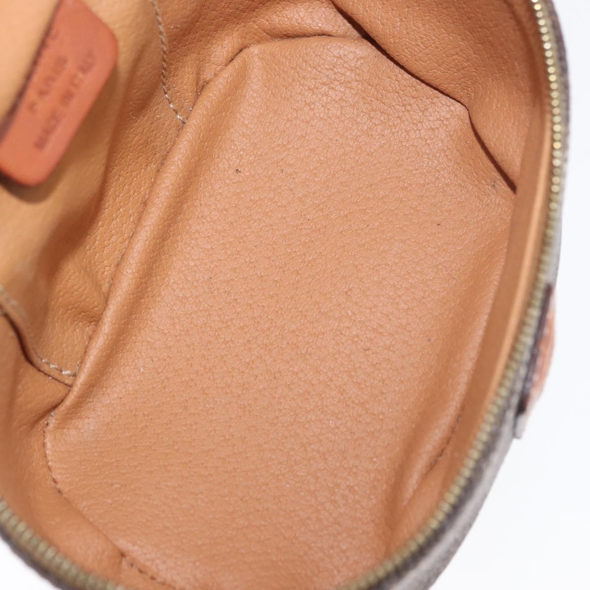 CELINE Macadam Canvas Mini Vanity Hand Bag PVC Leather Brown Gold Auth ARZ312A