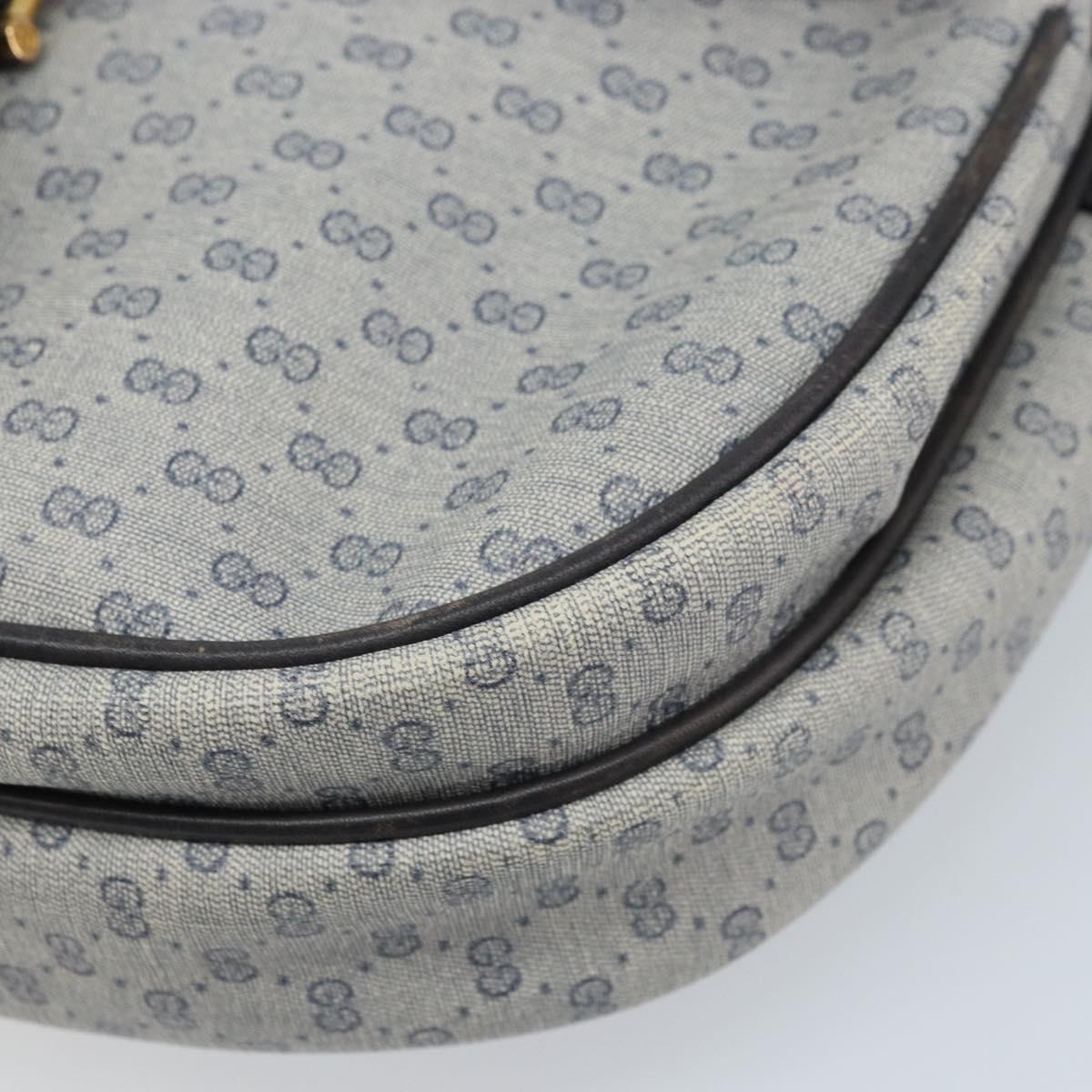 GUCCI Micro GG Supreme Shoulder Bag PVC Navy Gold Auth ARZ314
