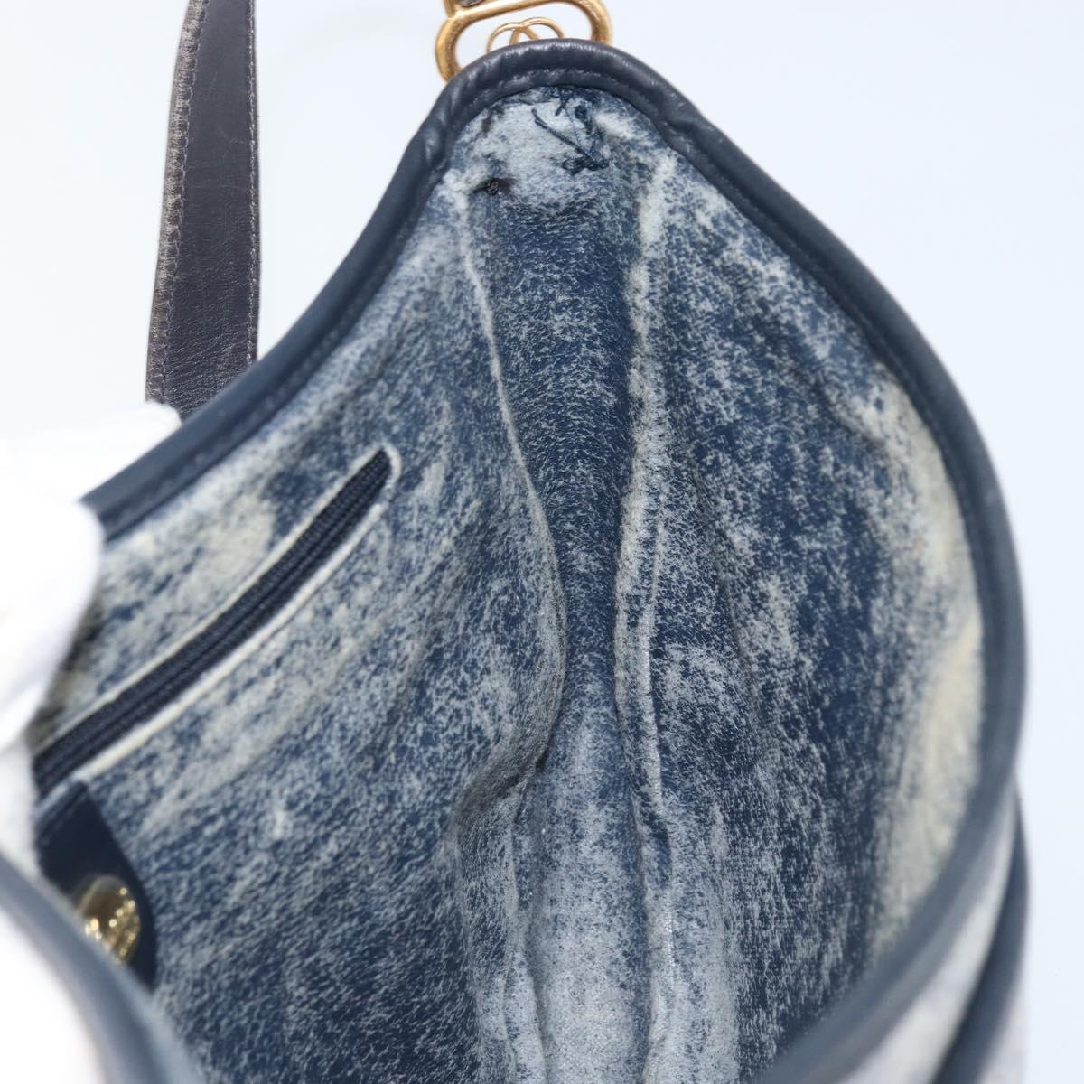 GUCCI Micro GG Supreme Shoulder Bag PVC Navy Gold Auth ARZ314