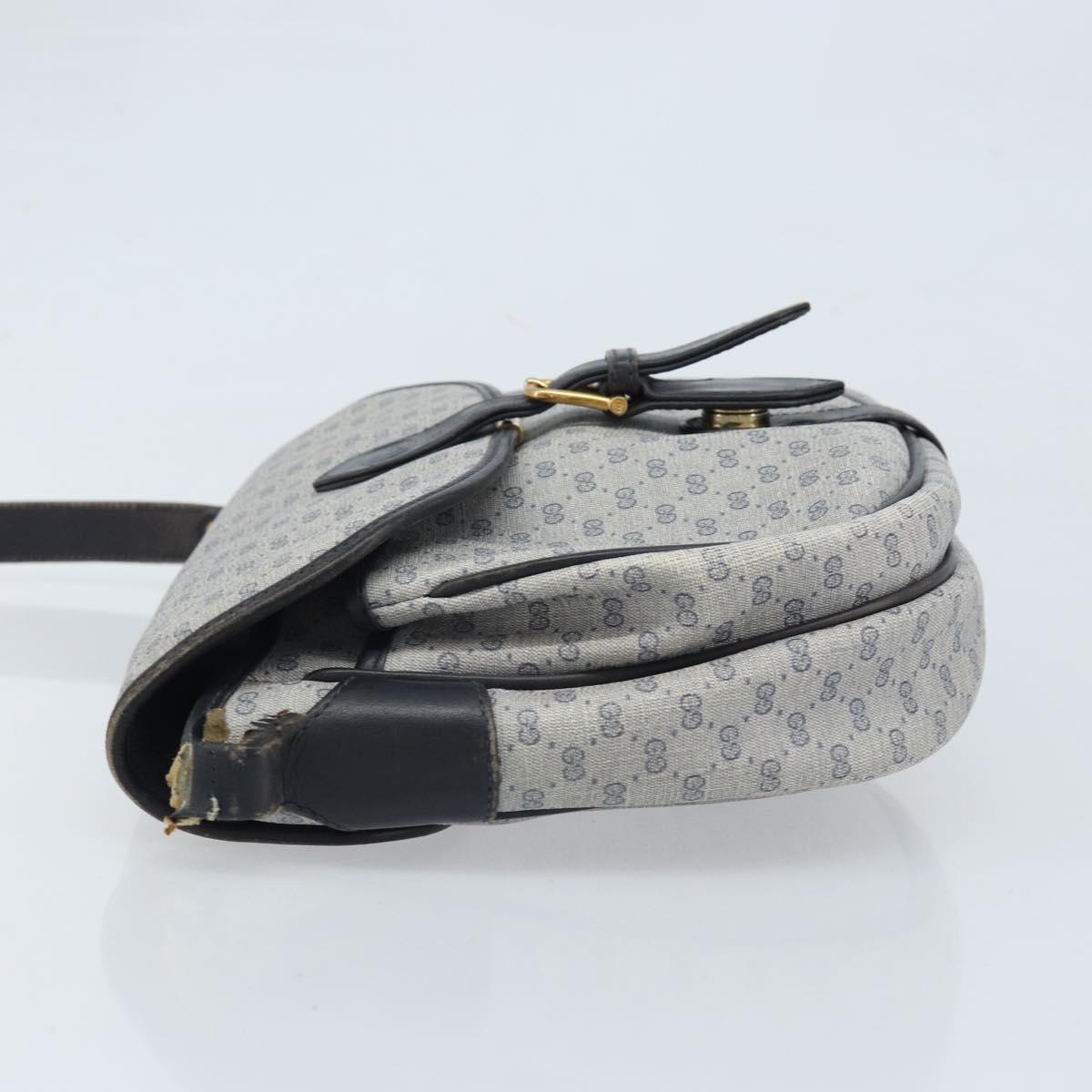 GUCCI Micro GG Supreme Shoulder Bag PVC Navy Gold Auth ARZ314