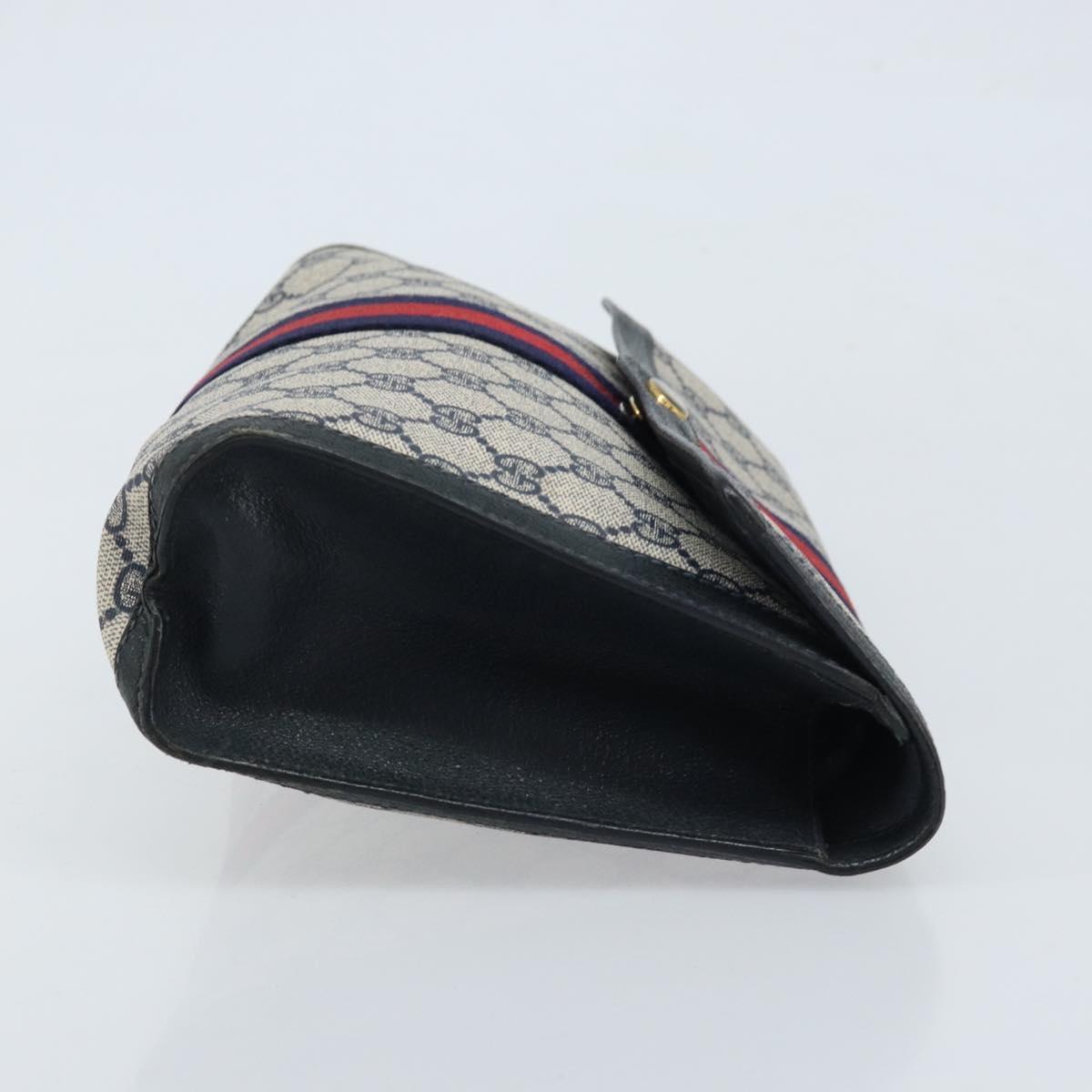 GUCCI GG Supreme Sherry Line Clutch Bag PVC Navy Red 84 01 007 Auth ARZ315