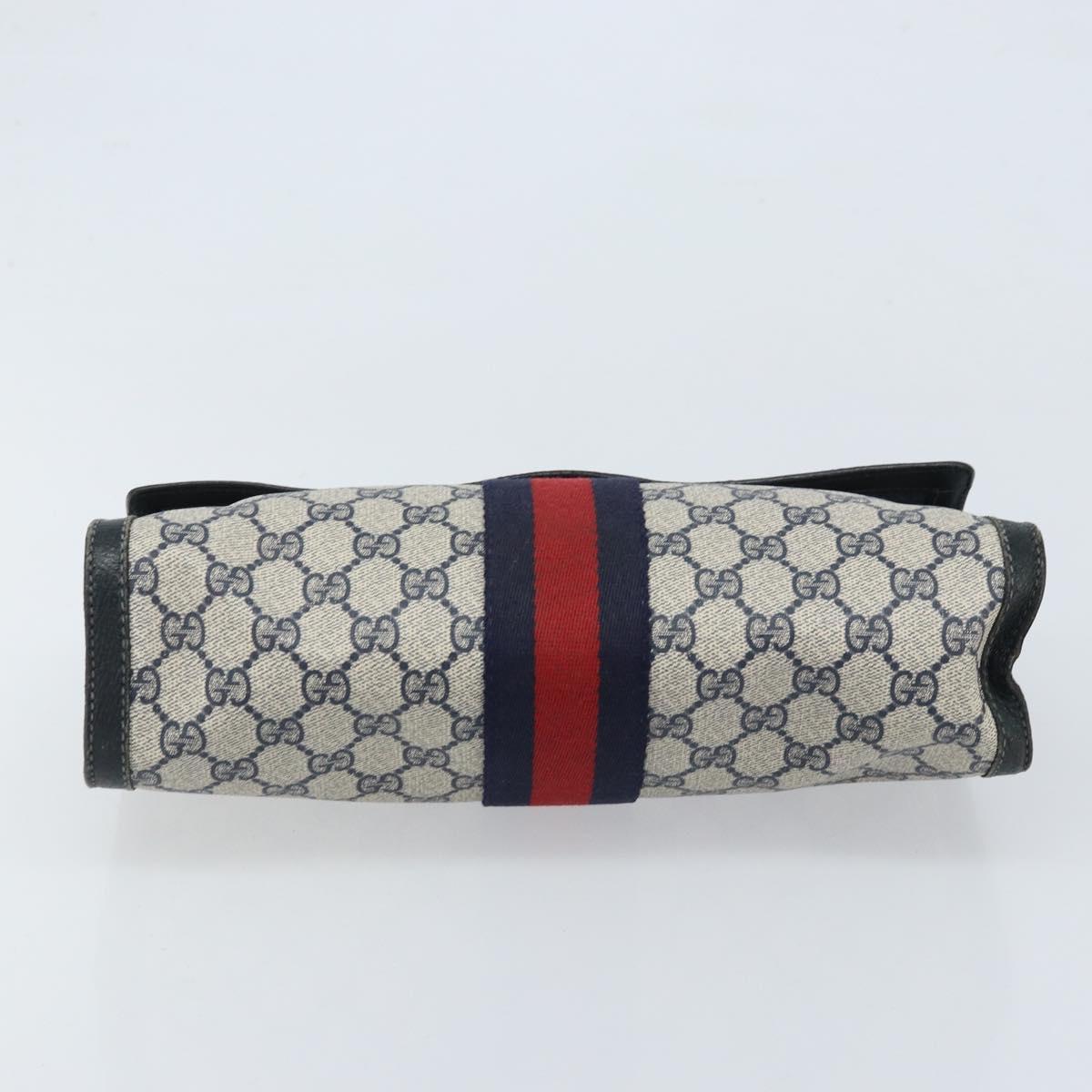 GUCCI GG Supreme Sherry Line Clutch Bag PVC Navy Red 84 01 007 Auth ARZ315