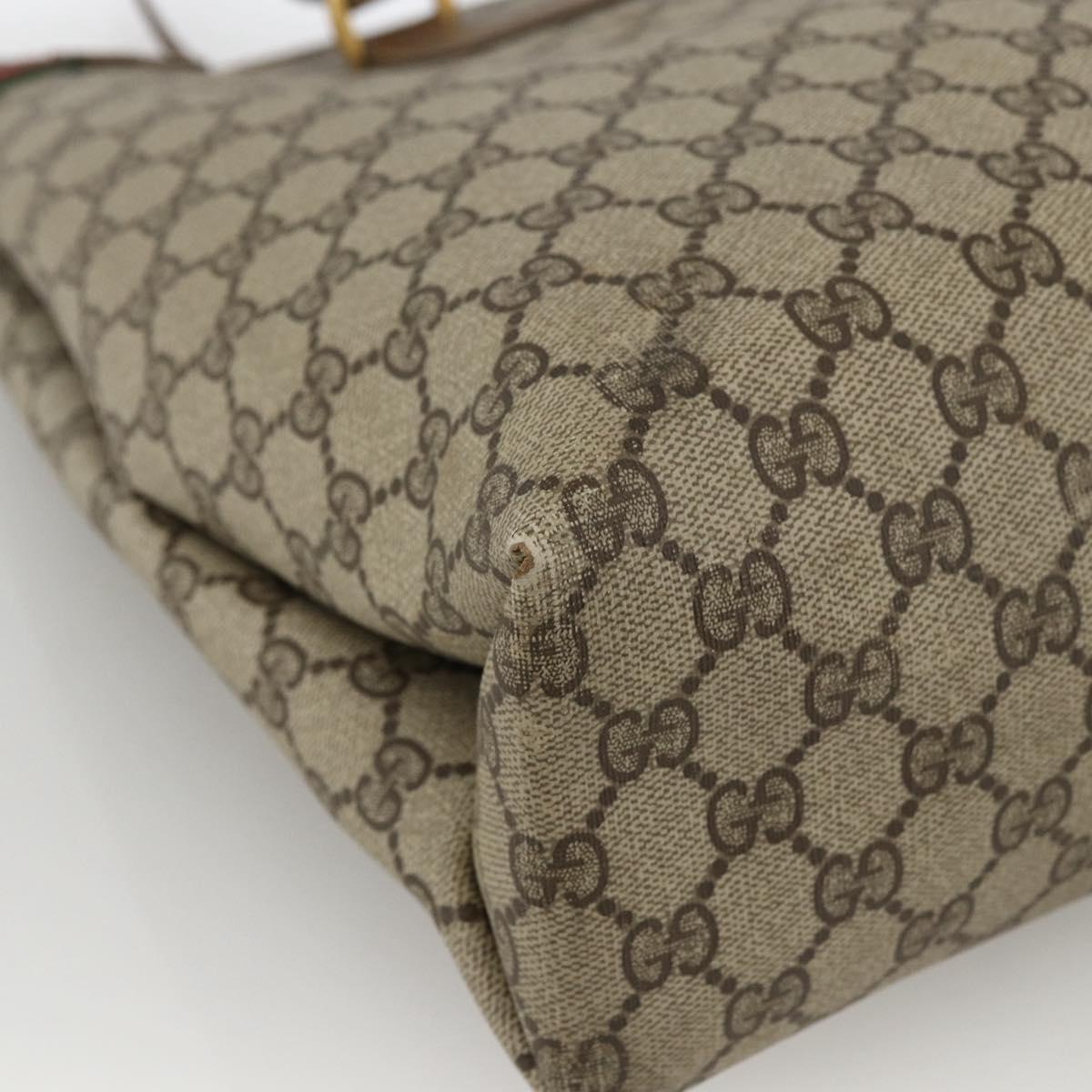 GUCCI GG Supreme Web Sherry Line Tote Bag PVC Beige Gold 39 02 091 Auth ARZ316