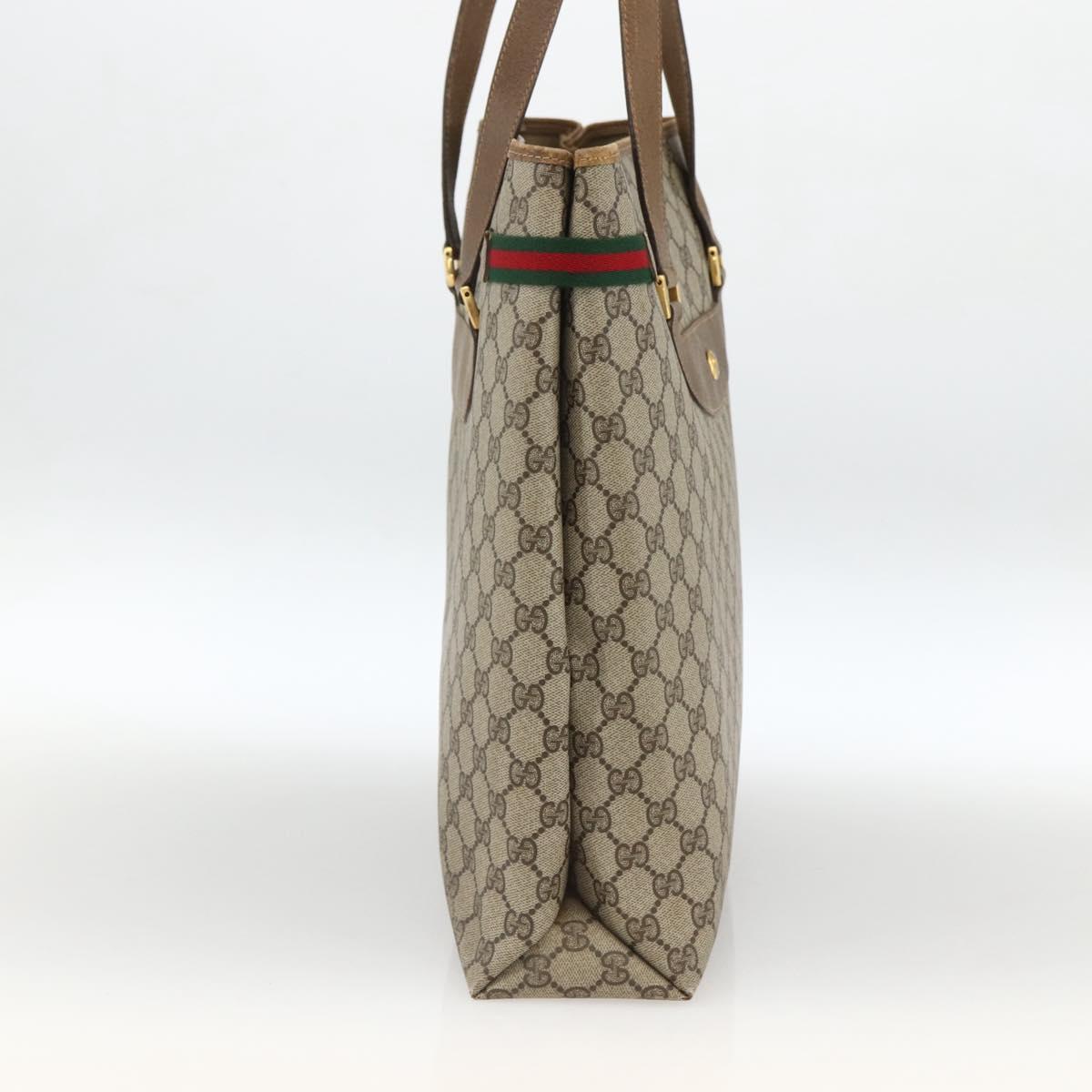 GUCCI GG Supreme Web Sherry Line Tote Bag PVC Beige Gold 39 02 091 Auth ARZ316