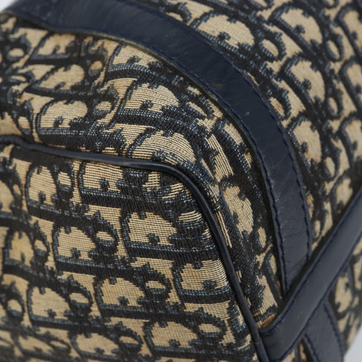 Christian Dior Trotter Canvas Boston Bag Navy Silver Auth ARZ339