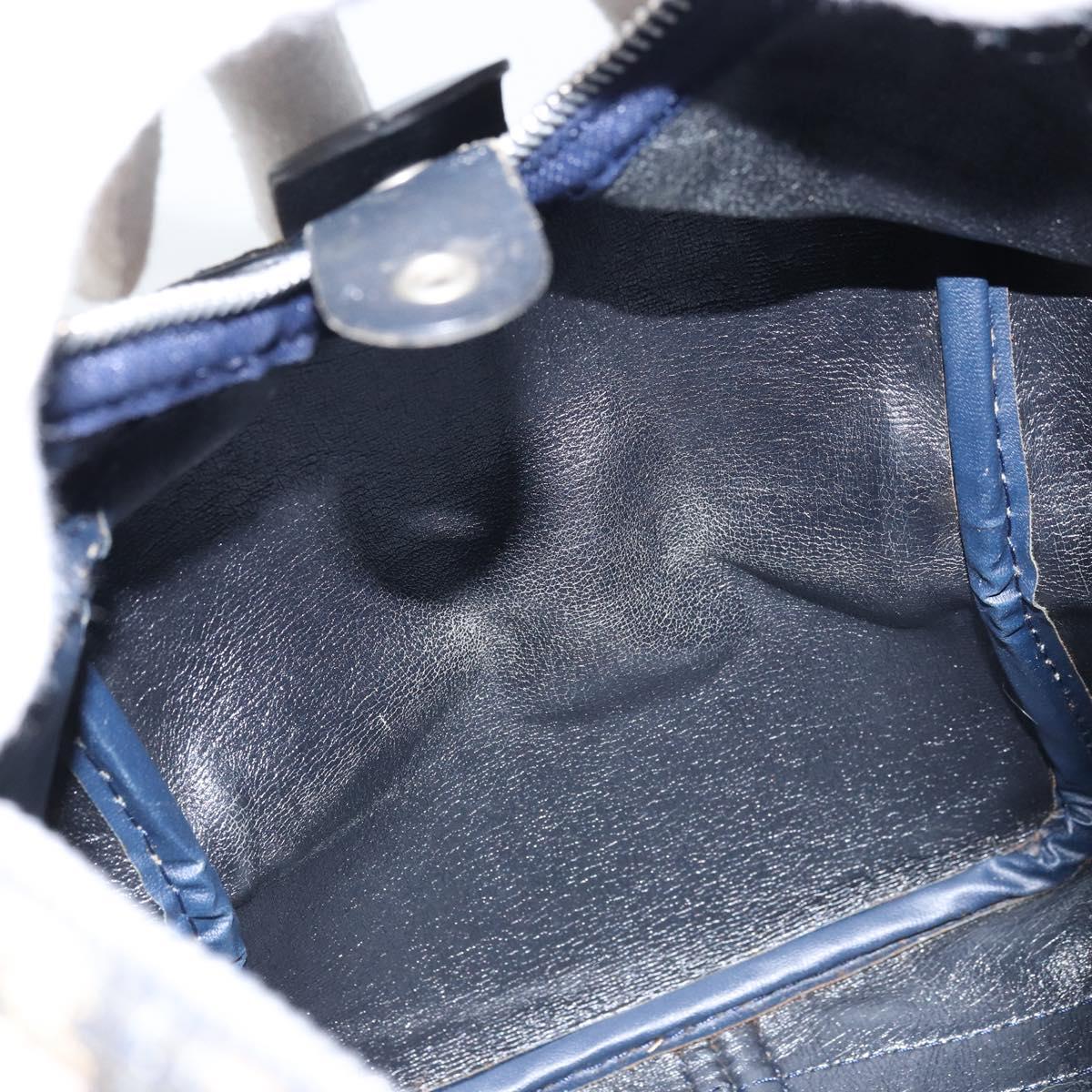 Christian Dior Trotter Canvas Boston Bag Navy Silver Auth ARZ339