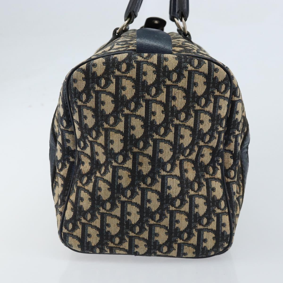 Christian Dior Trotter Canvas Boston Bag Navy Silver Auth ARZ339